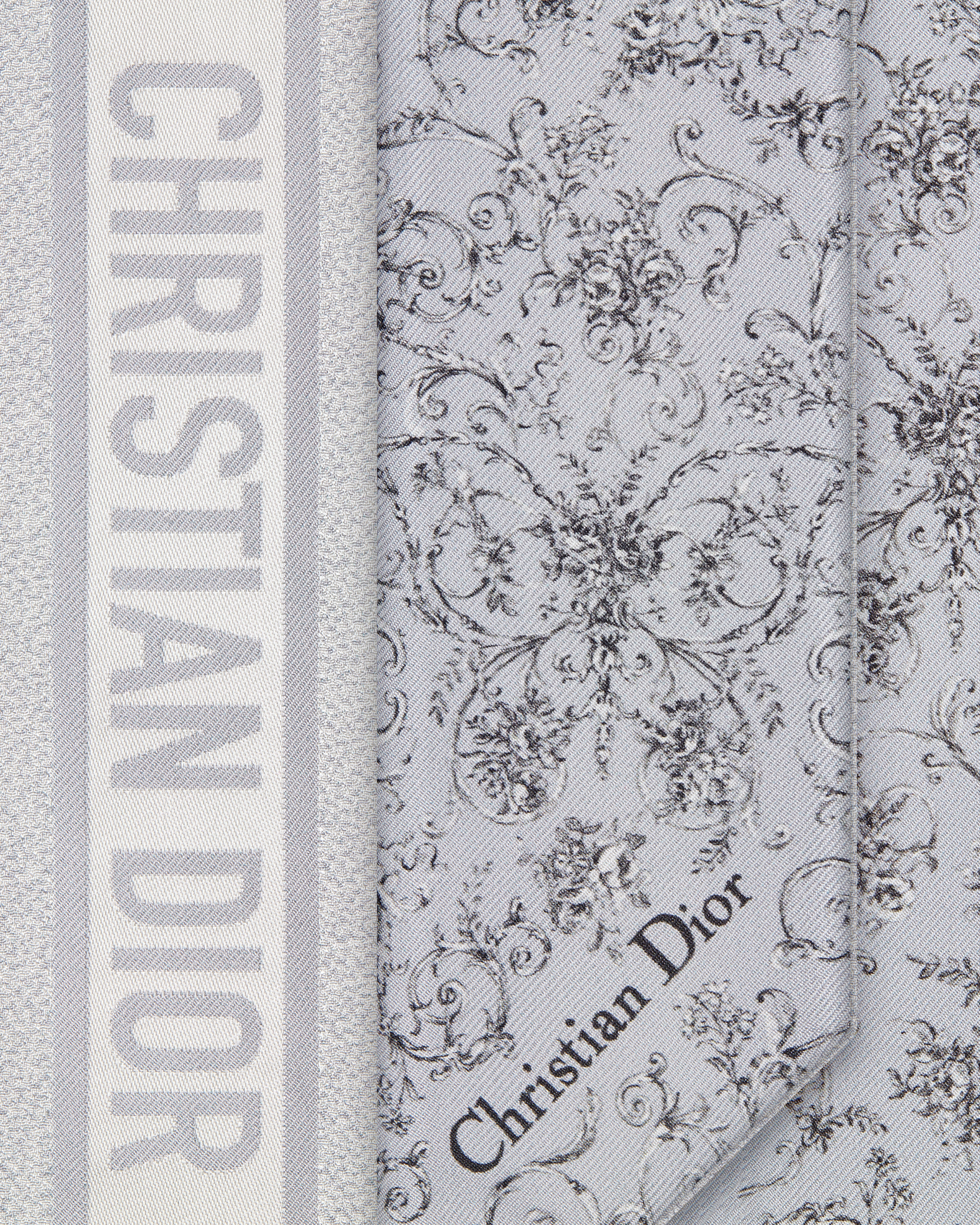 Dioresque Butterfly Mitzah Scarf Light Gray Silk Twill E09