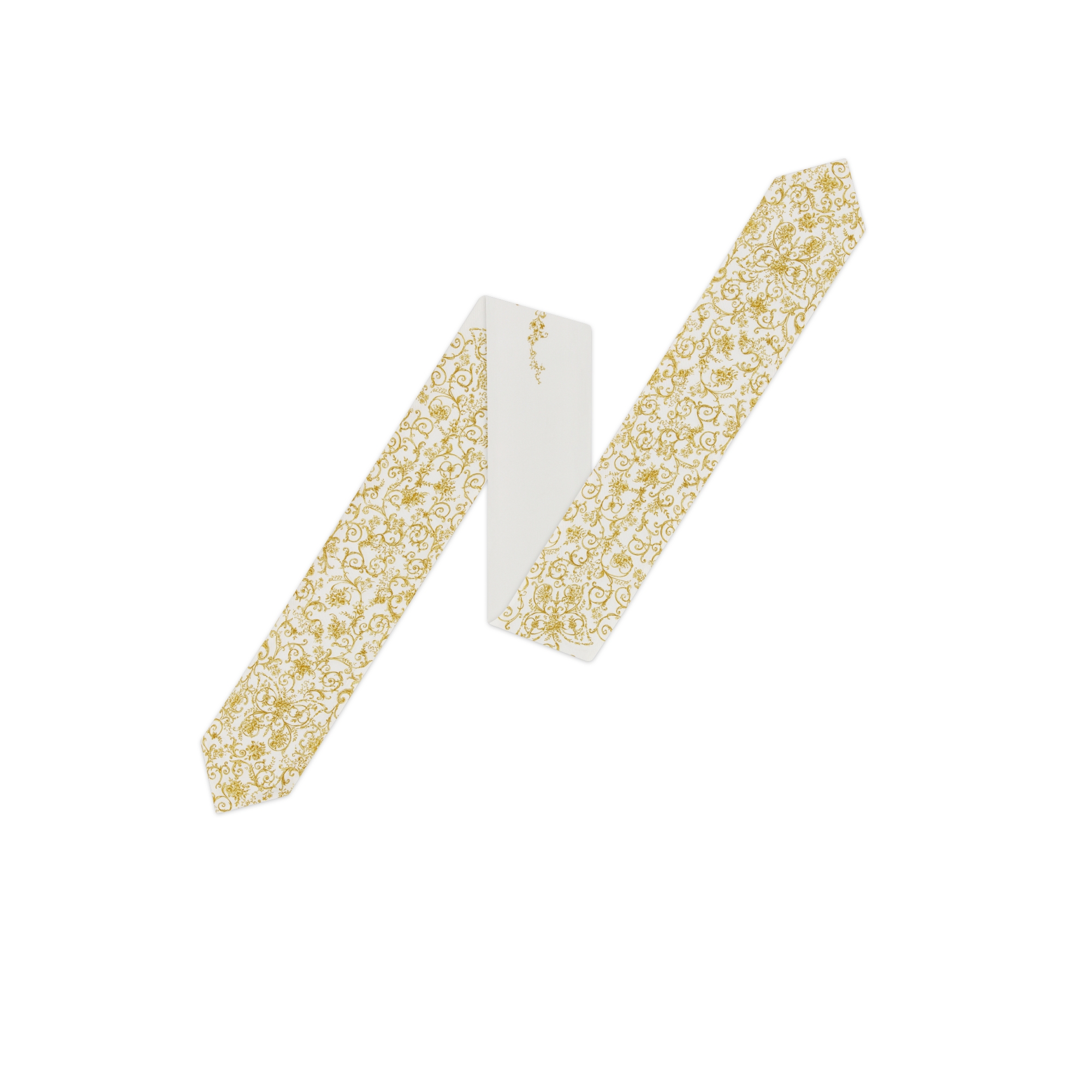 Dioresque Butterfly 加大 Mitzah 絲巾 白色和金色調絲綢斜紋布 E08