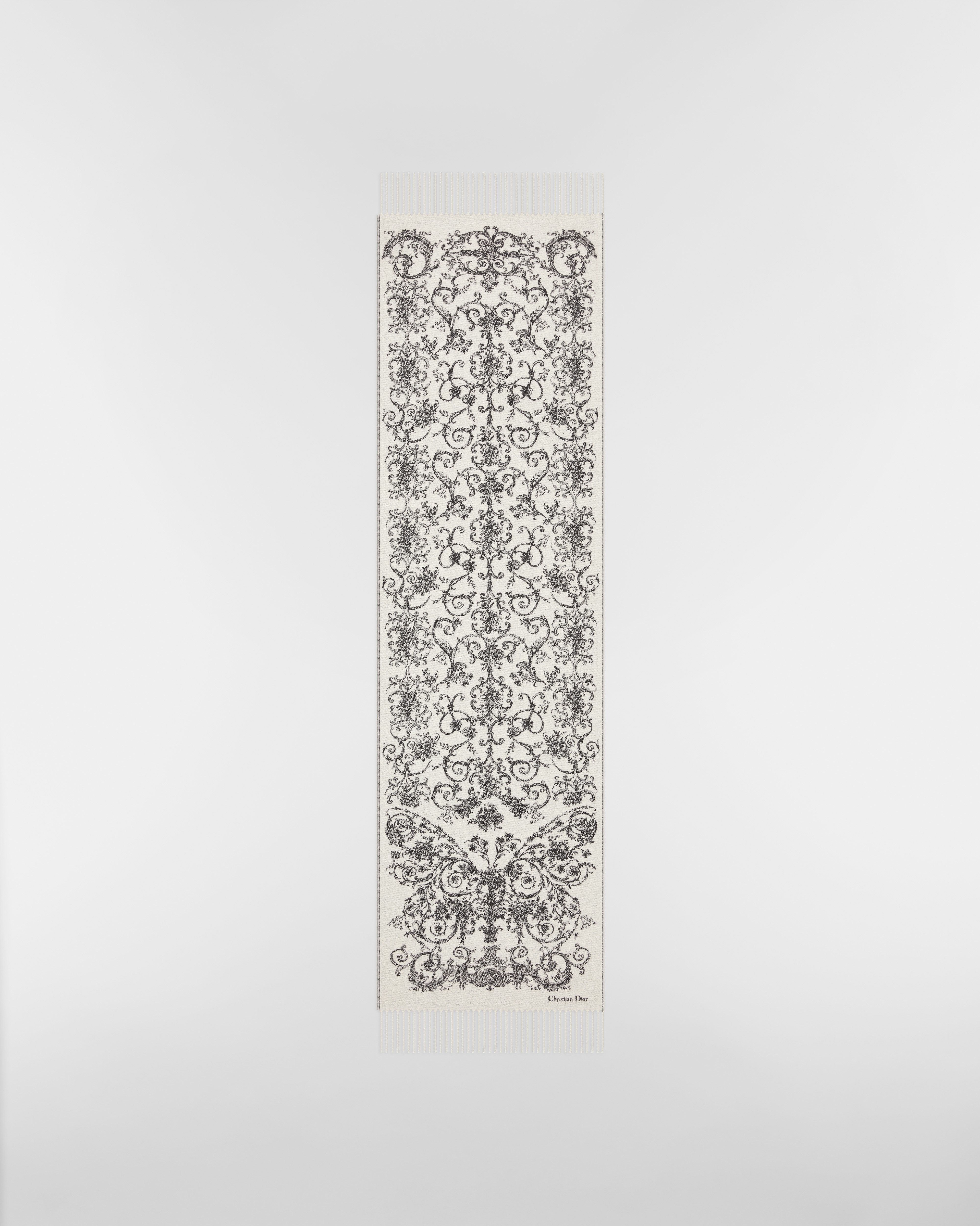 Dior 印花围巾 白色和灰色山羊绒和绵羊毛混纺面料 Dioresque Butterfly 图案 E07