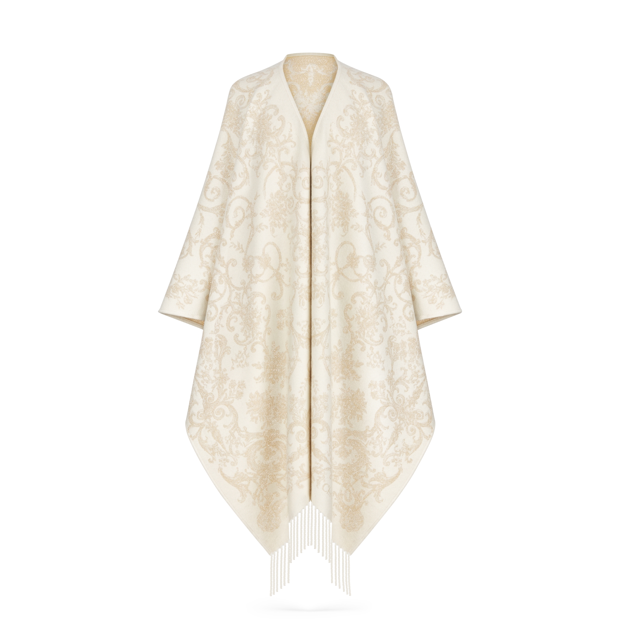 Dioresque Butterfly Poncho Gold-Tone Cashmere Blend and Metallic Thread E01