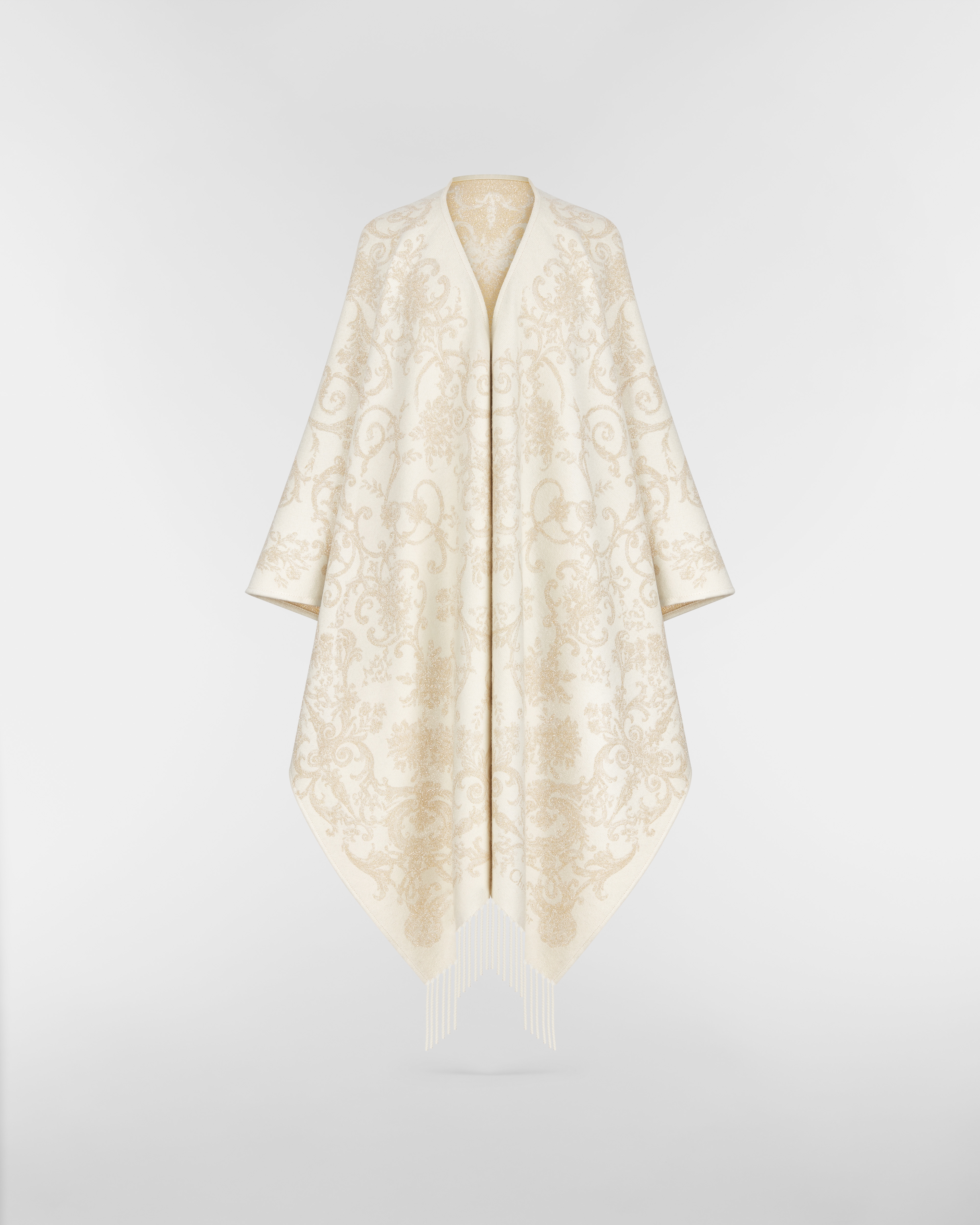 Dior 印花斗篷 金色调山羊绒混纺面料金属光泽线 Dioresque Butterfly 图案 E01