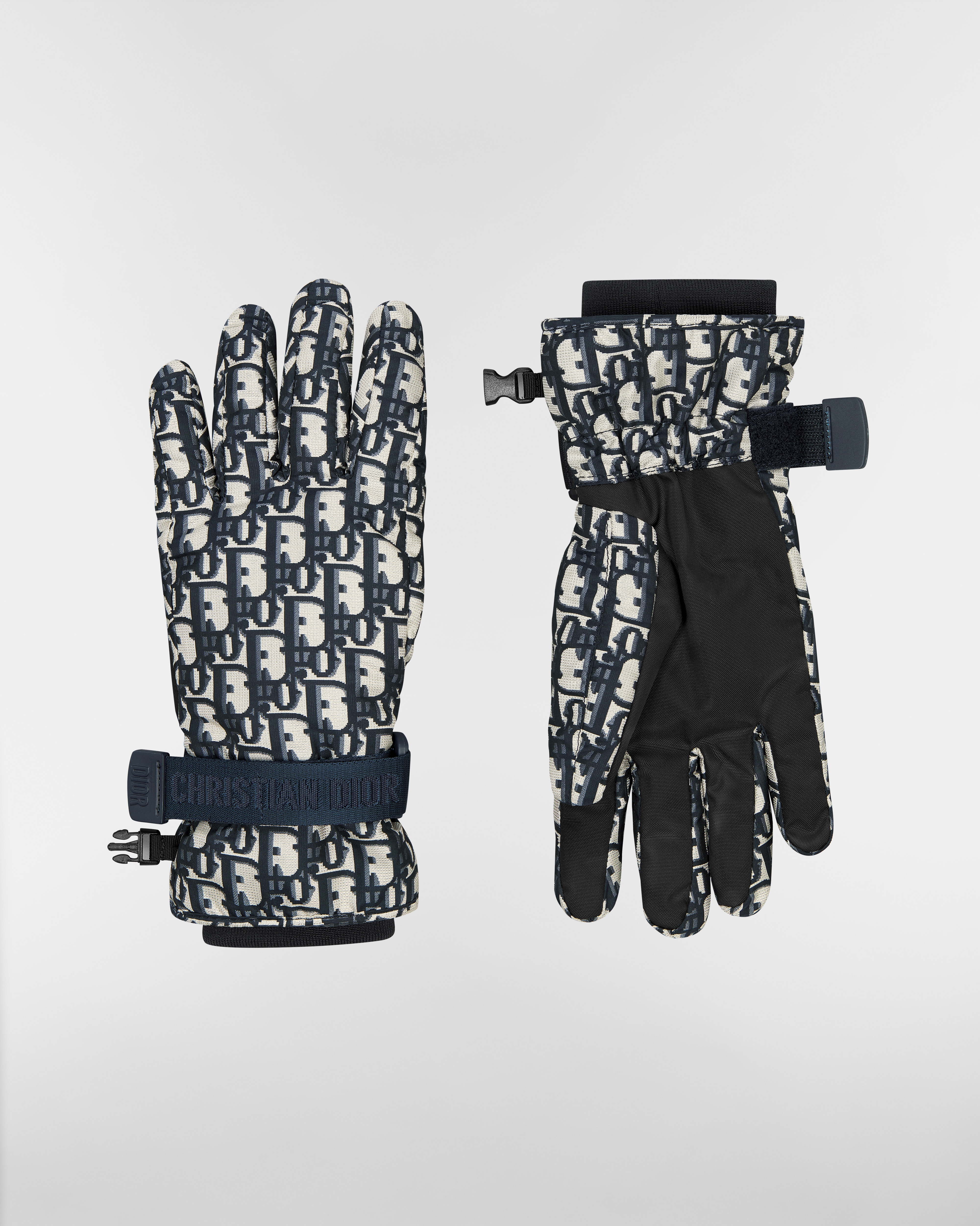 DiorAlps Dior Oblique Ski Gloves Beige and Navy Blue Technical Fabric E01