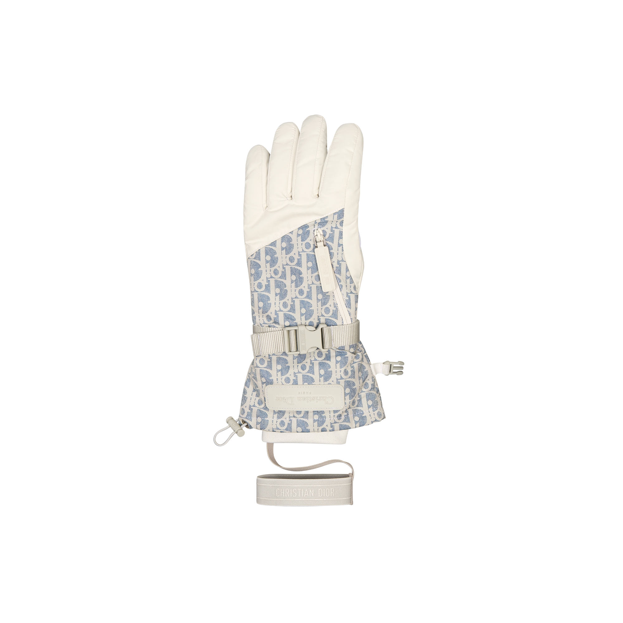 DiorAlps Dior Oblique Ski Gloves Chambray Blue and Light Gray Technical Fabric E06