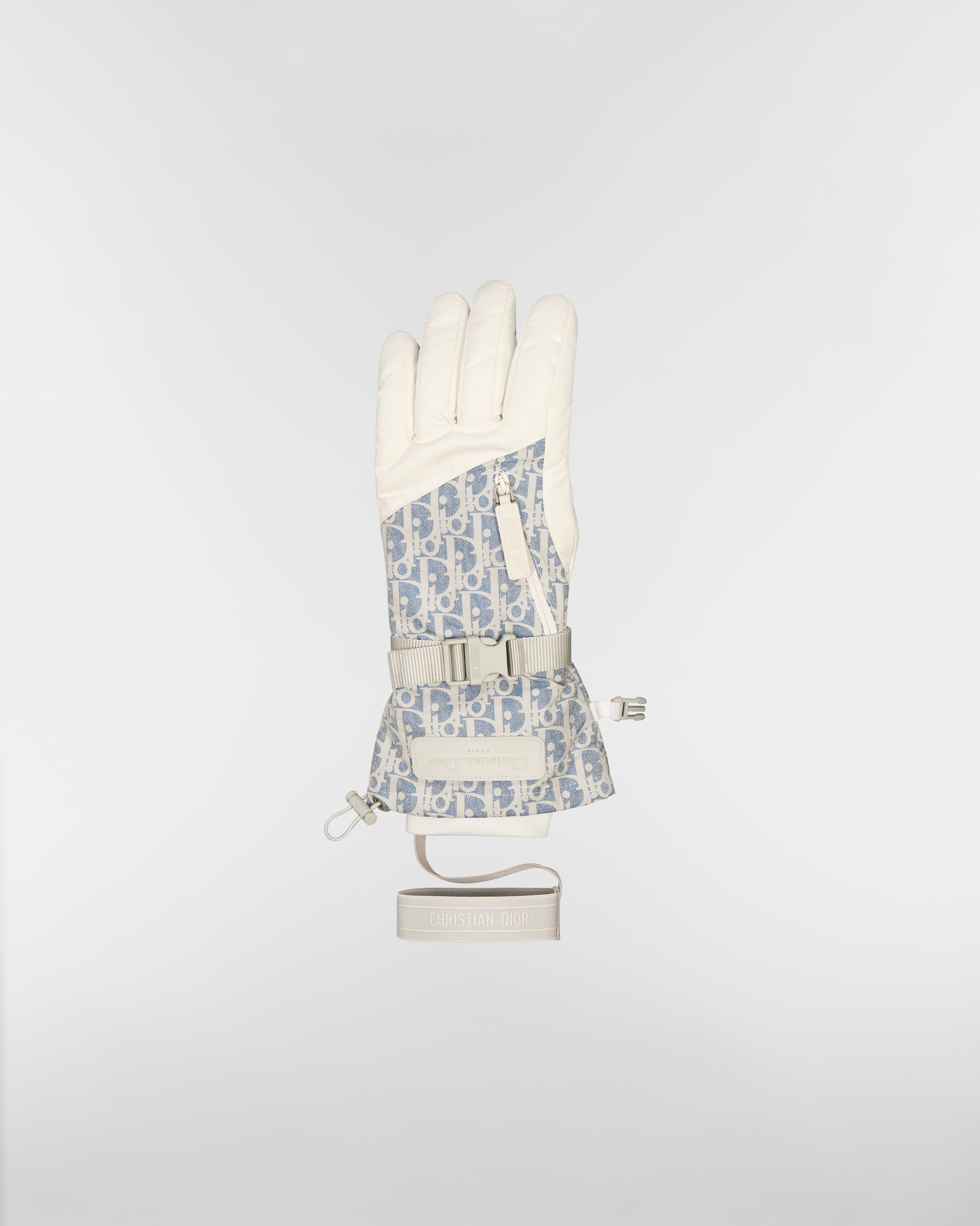 DiorAlps Dior Oblique Ski Gloves Chambray Blue and Light Gray Technical Fabric E06