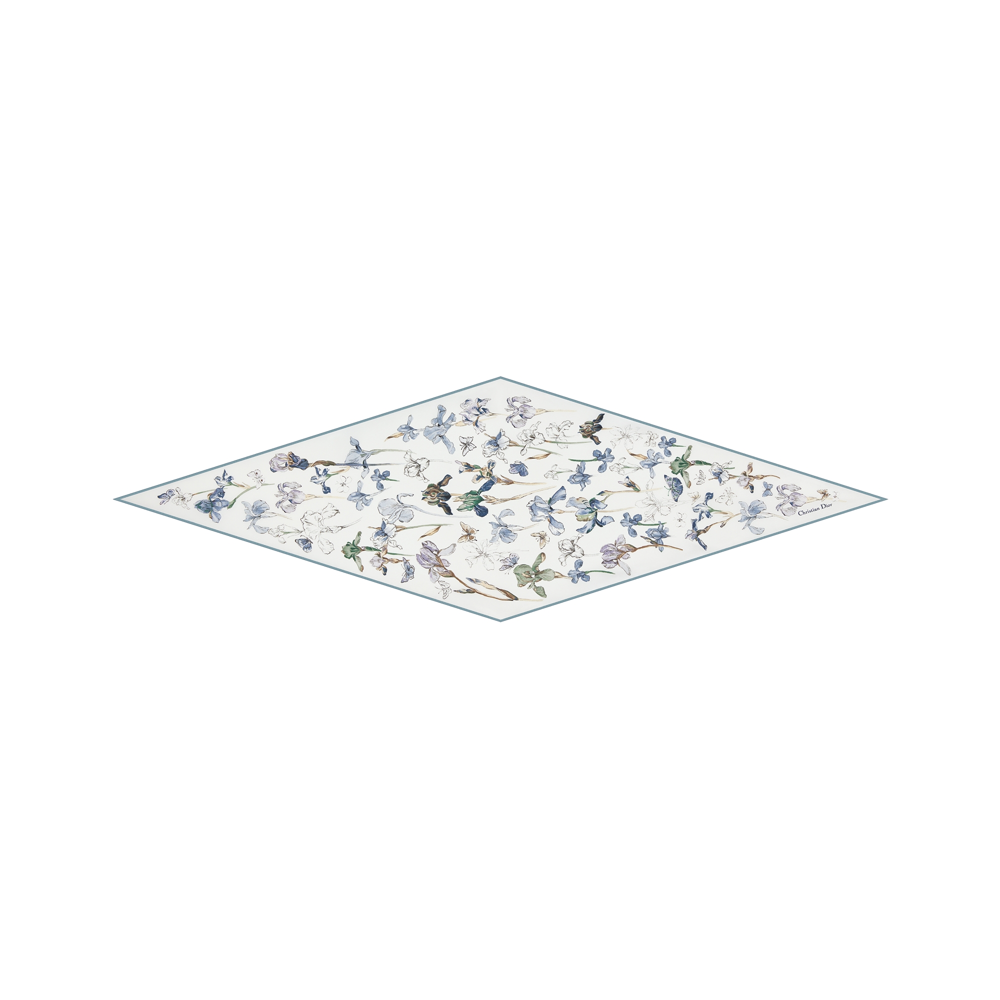 Iris Dior Diamond White and Azure Blue Silk Twill E01