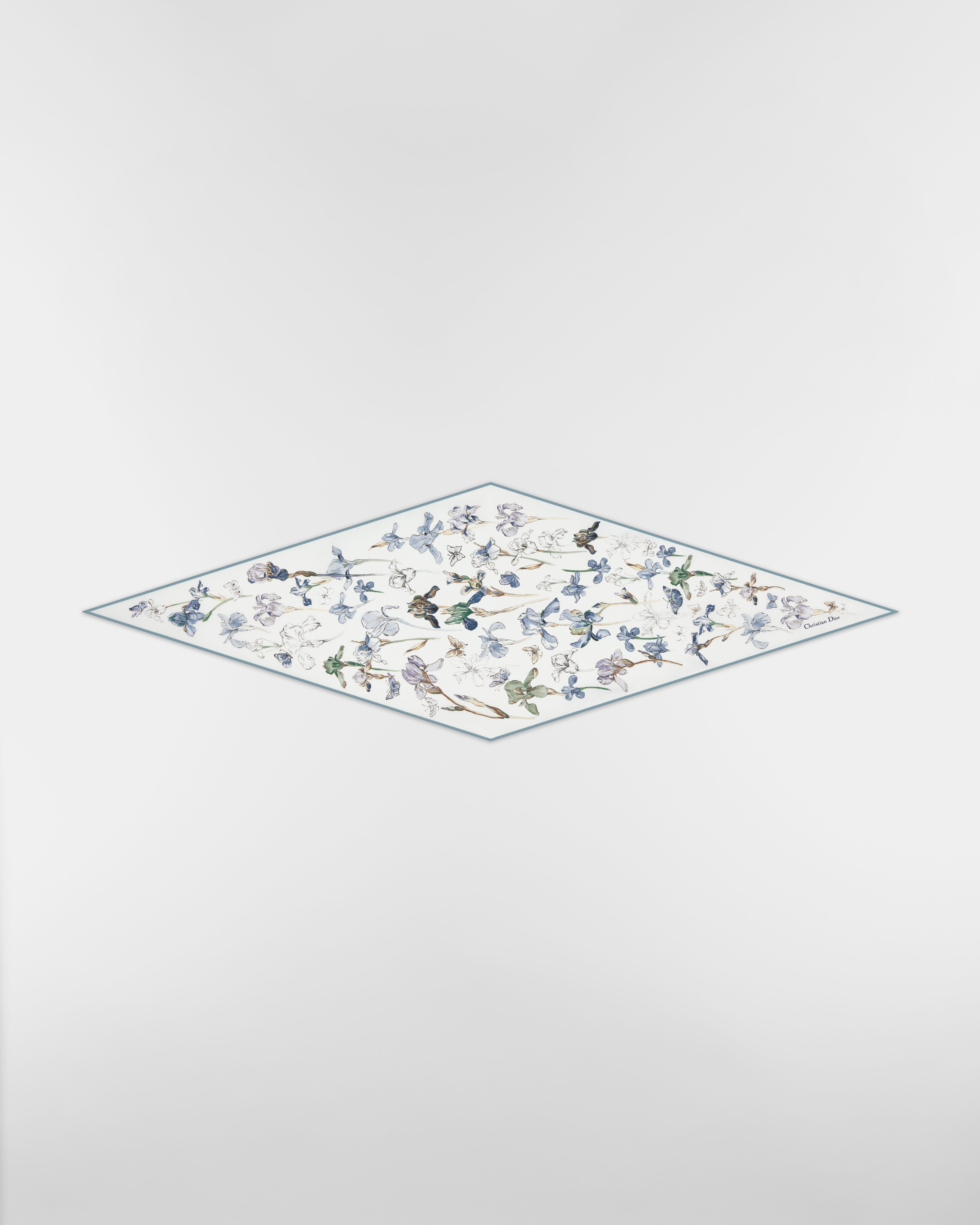 Iris Dior Diamond White and Azure Blue Silk Twill E01