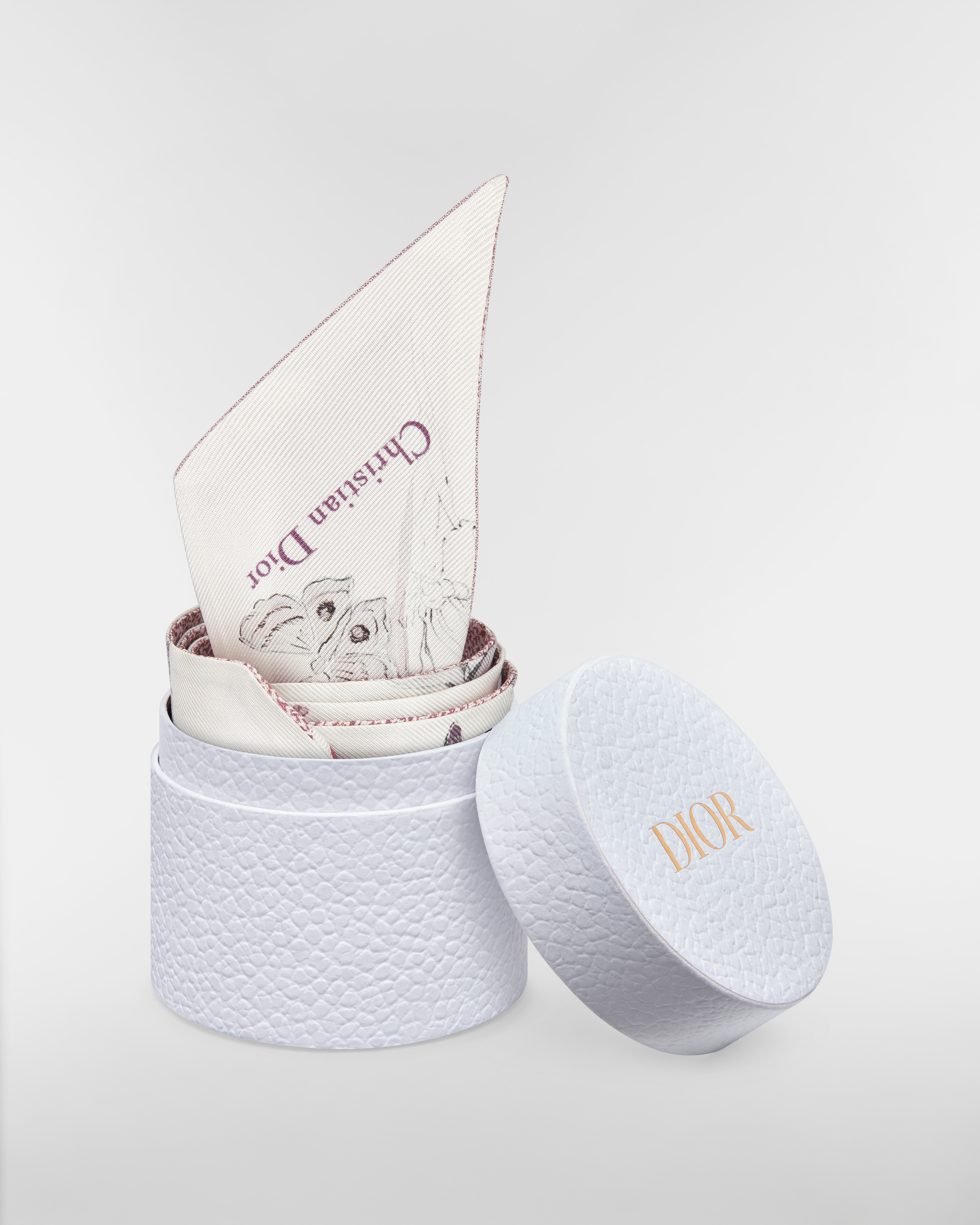 Butterflies & Iris Mitzah Scarf White and Powder Pink Multicolor Silk Twill E10