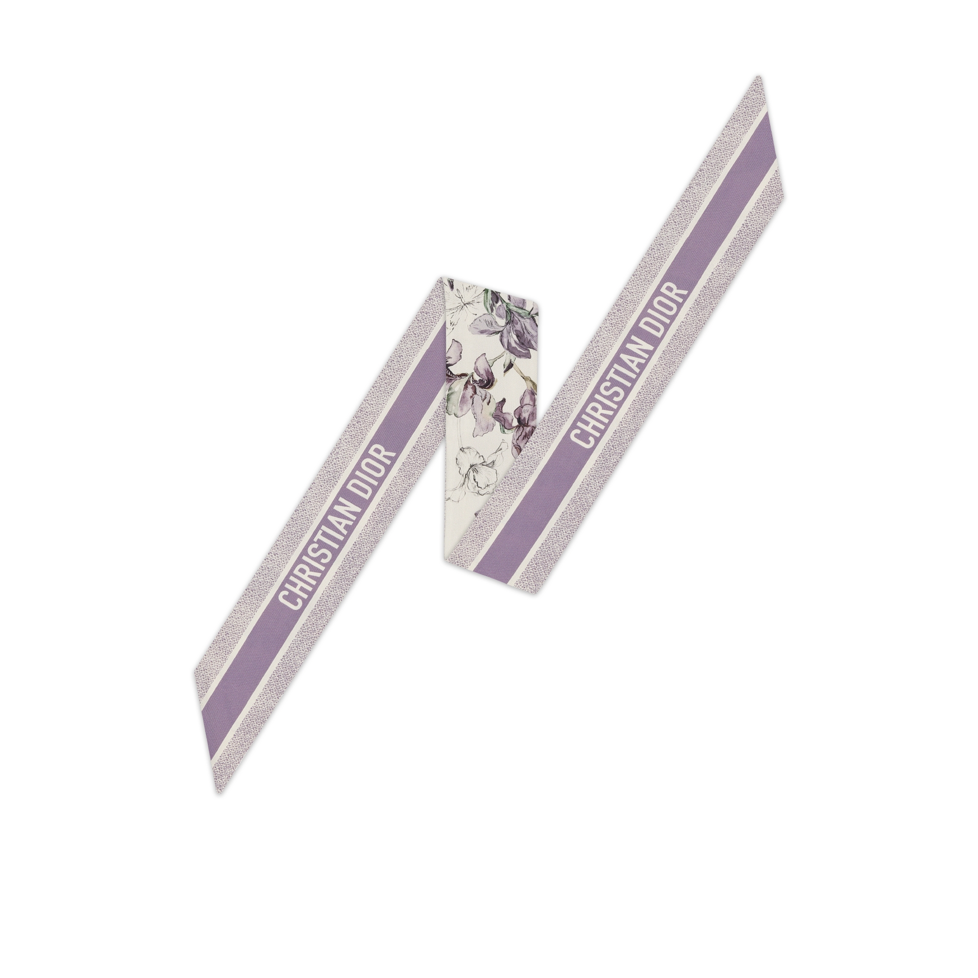 Butterflies & Iris Mitzah Scarf White and Purple Multicolor Silk Twill E08