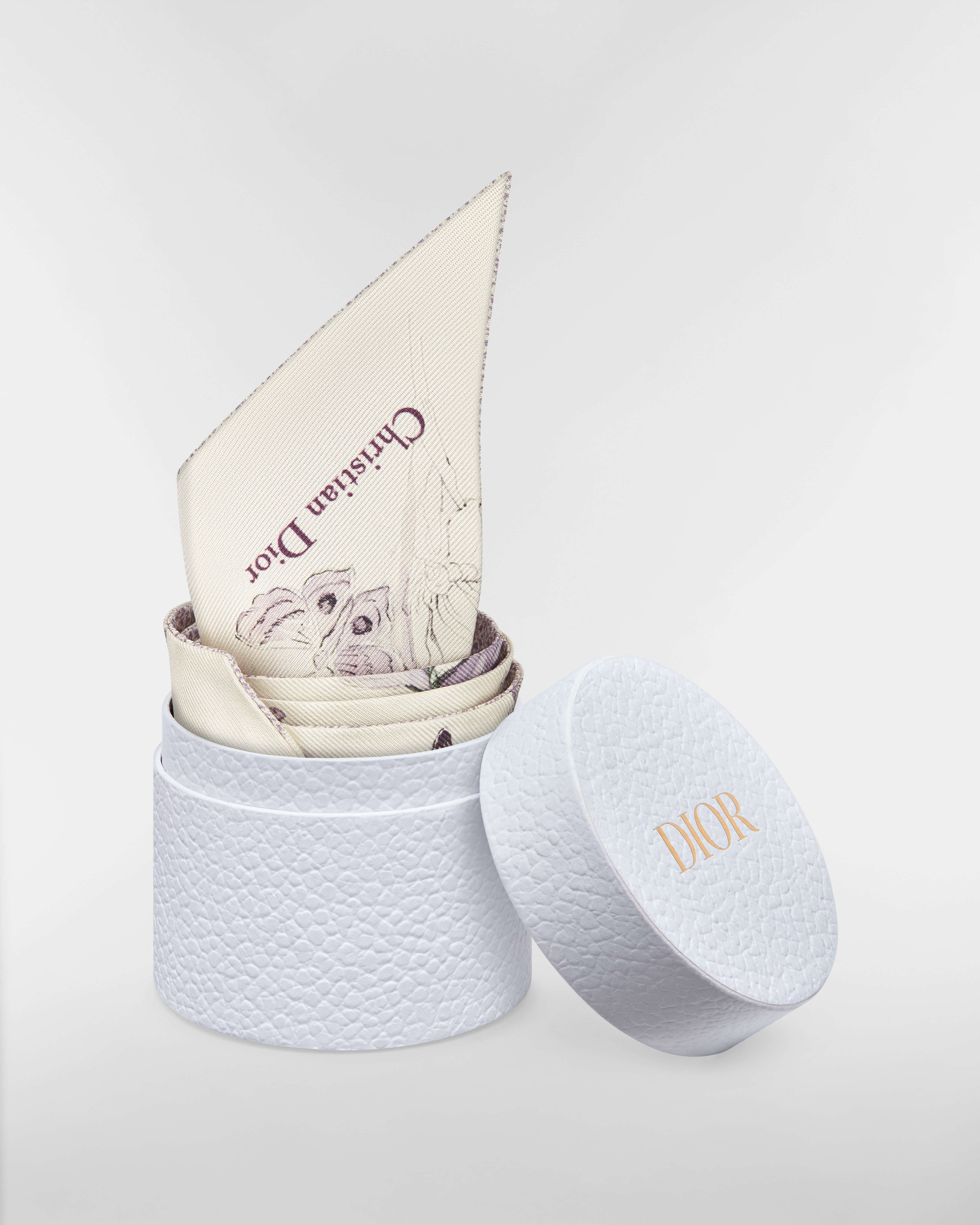 Butterflies & Iris Mitzah Scarf White and Purple Multicolor Silk Twill E10