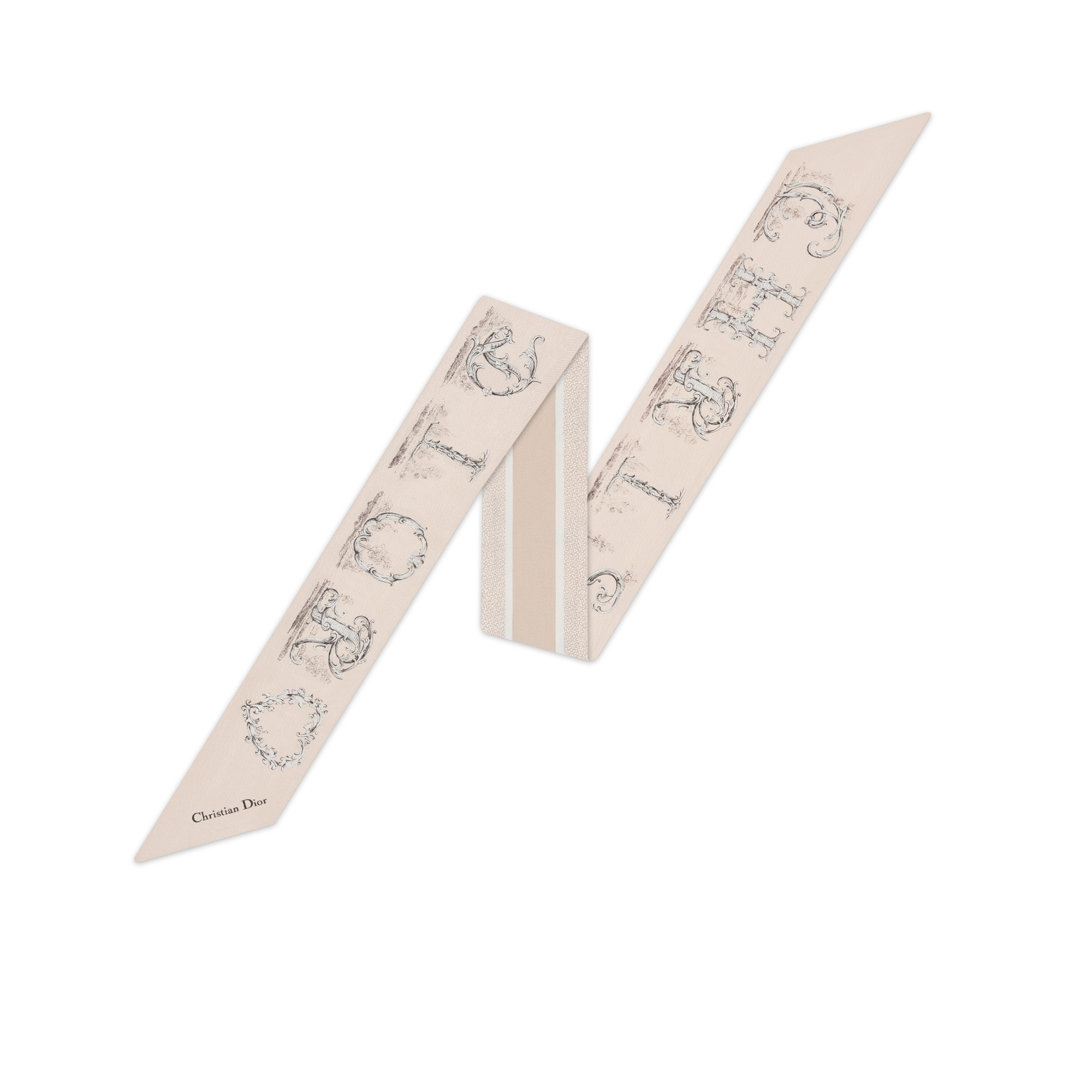 Dior Alphabet 미차 스카프 파우더 핑크 실크 트윌 E01