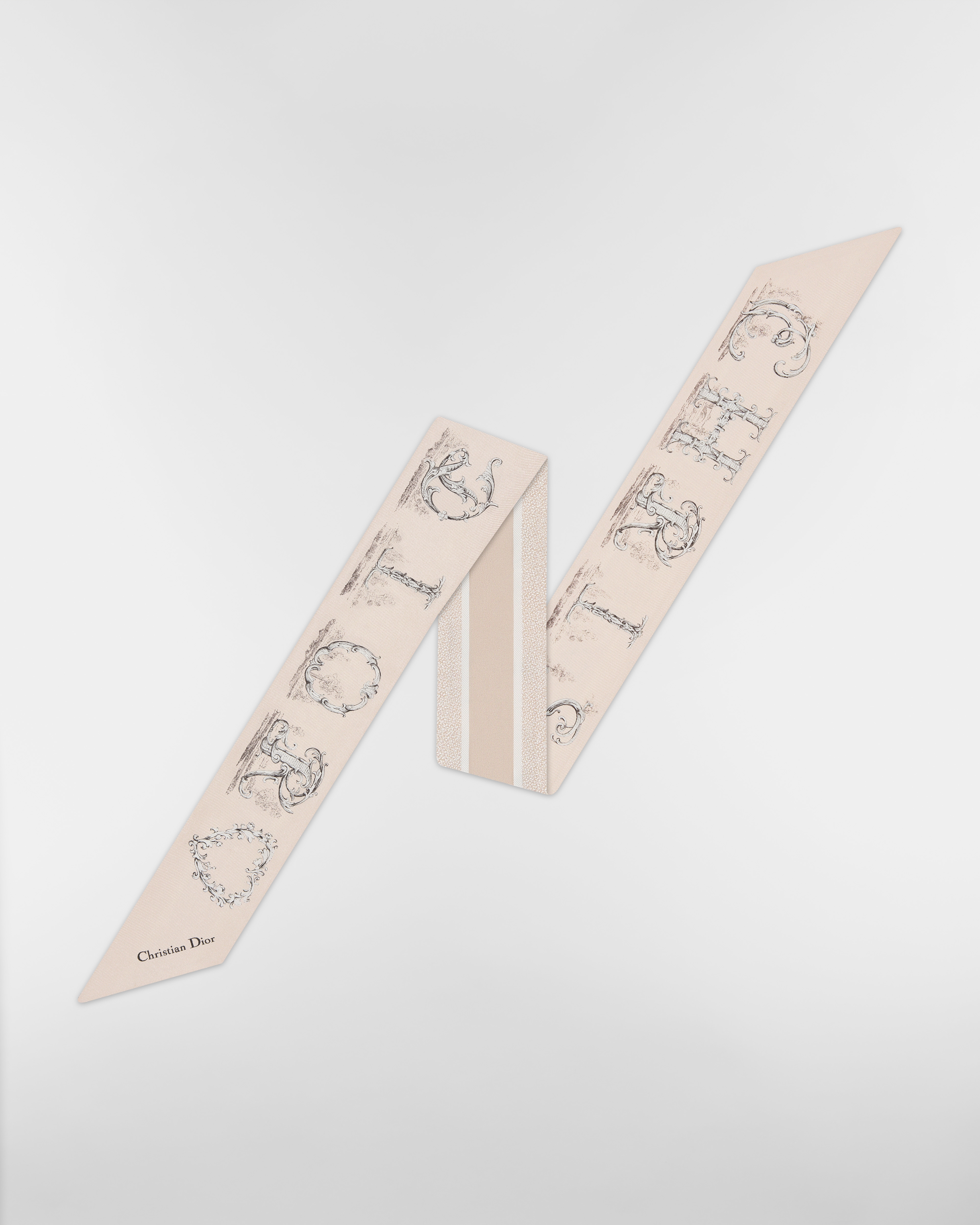 Dior Alphabet Mitzah Scarf Powder Pink Silk Twill E01
