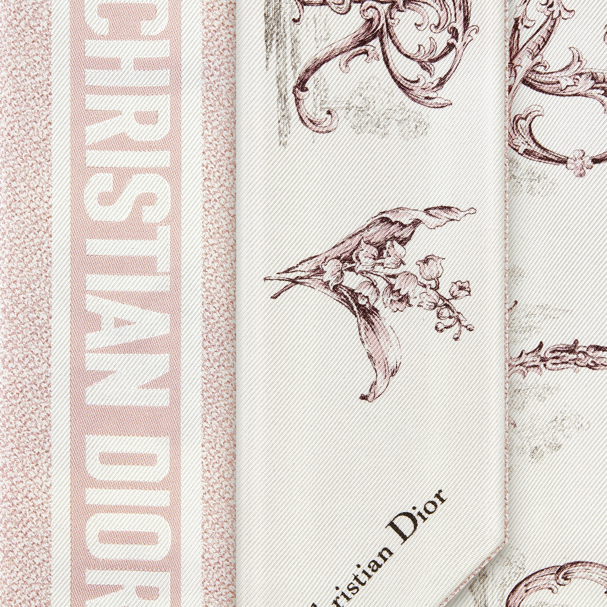 Dior Alphabet Mitzah Scarf White and Pink Silk Twill E09