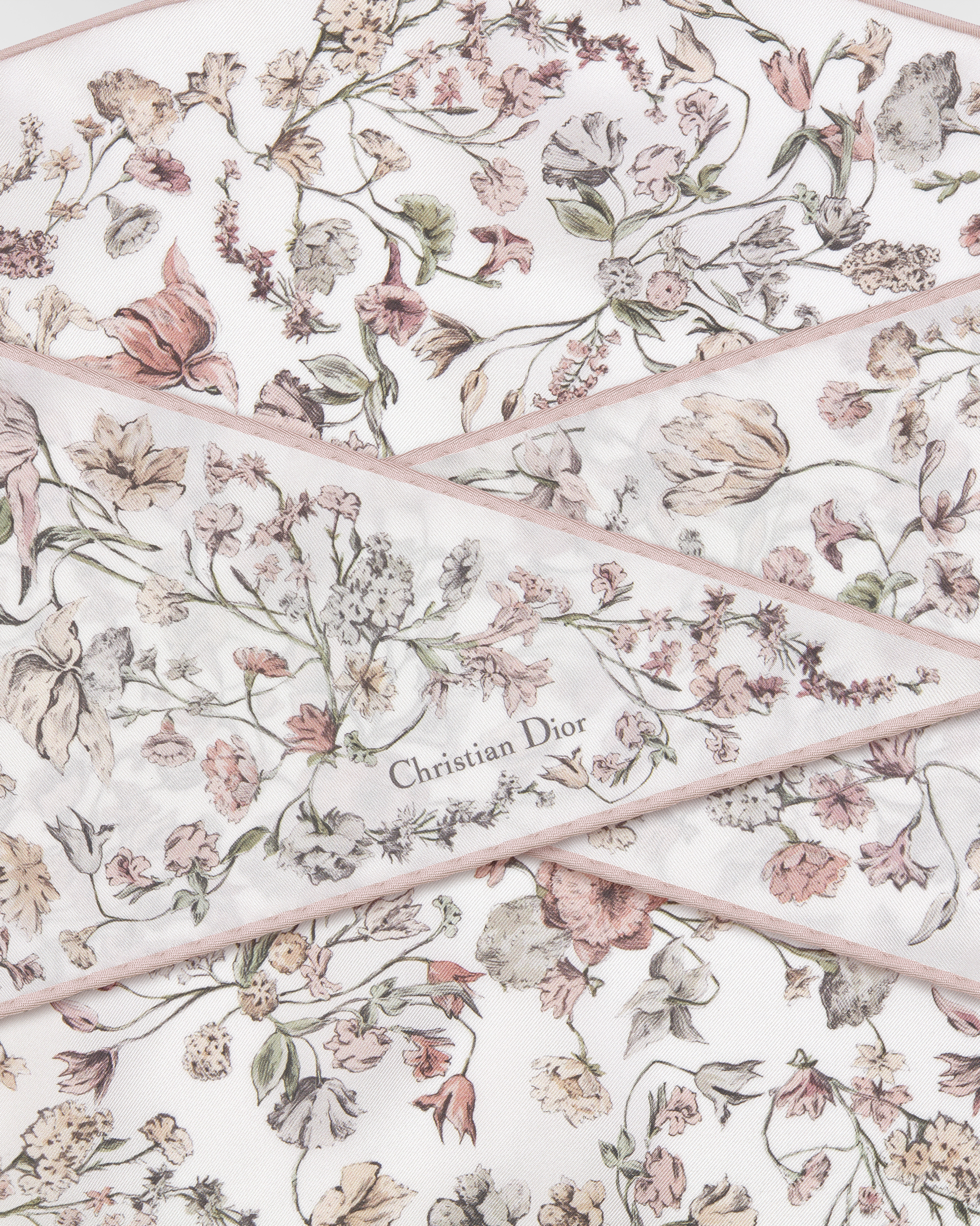 Millefiori Dior Diamond 絲巾 粉紅色絲綢斜紋布 E09