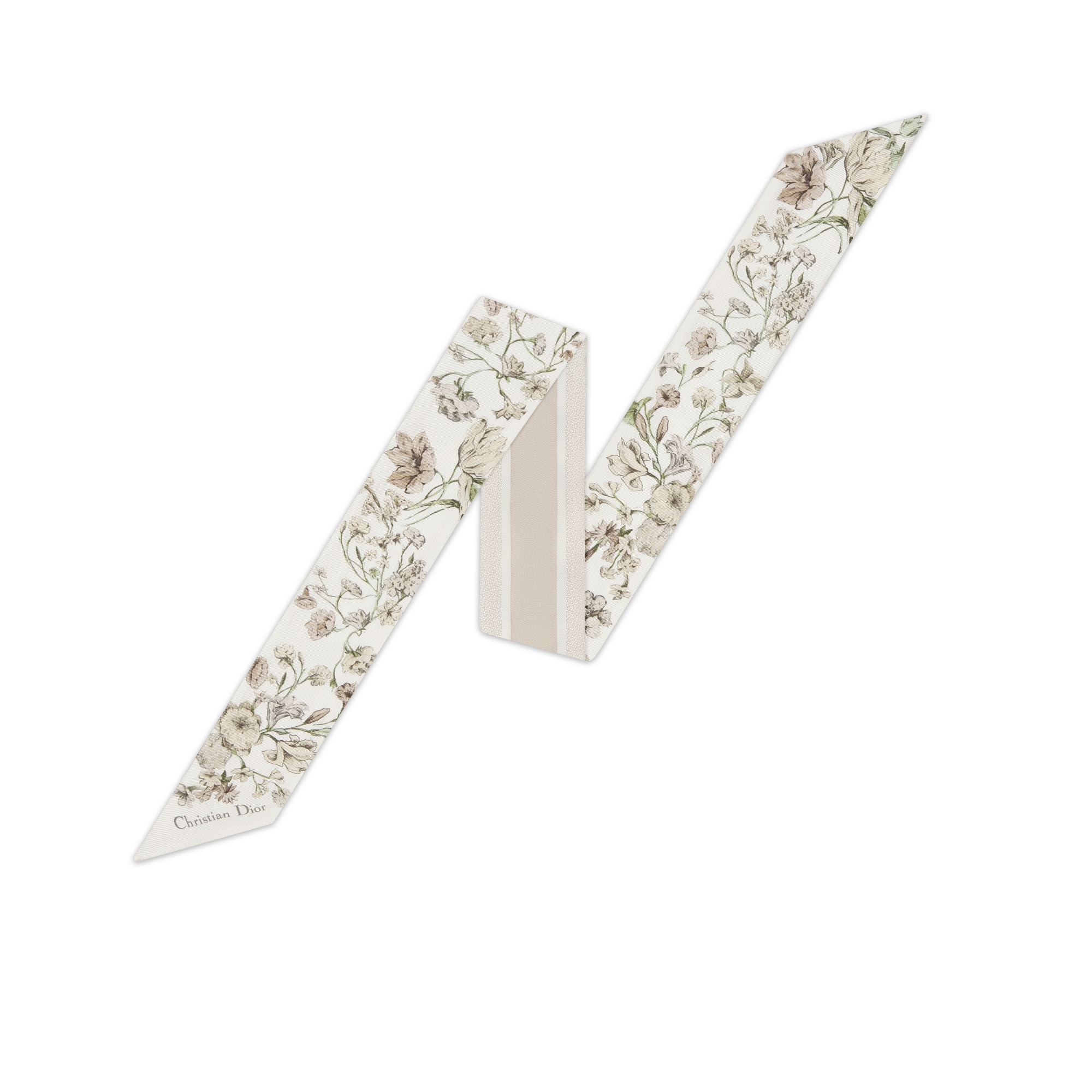 Millefiori Mitzah Scarf White and Light Beige Silk Twill E01