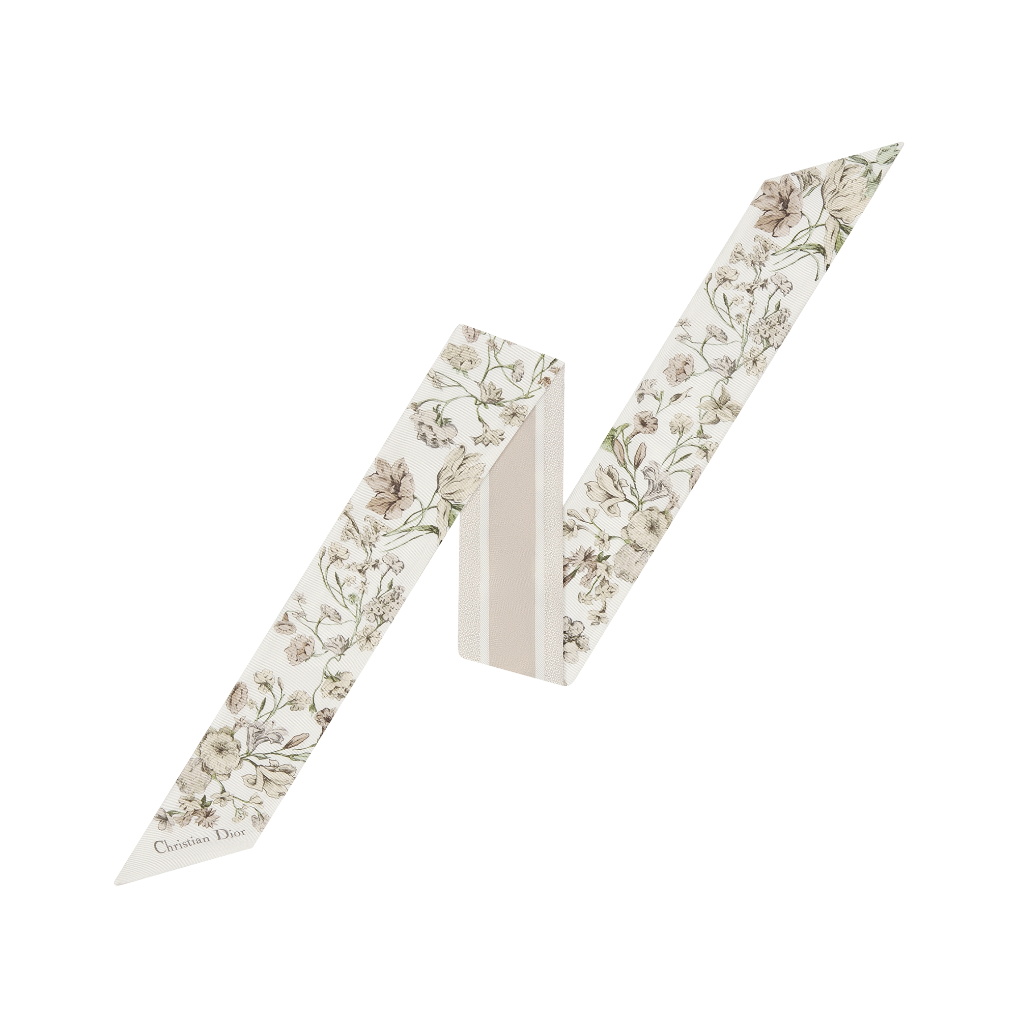  화이트 & 라이트 베이지 실크 트윌