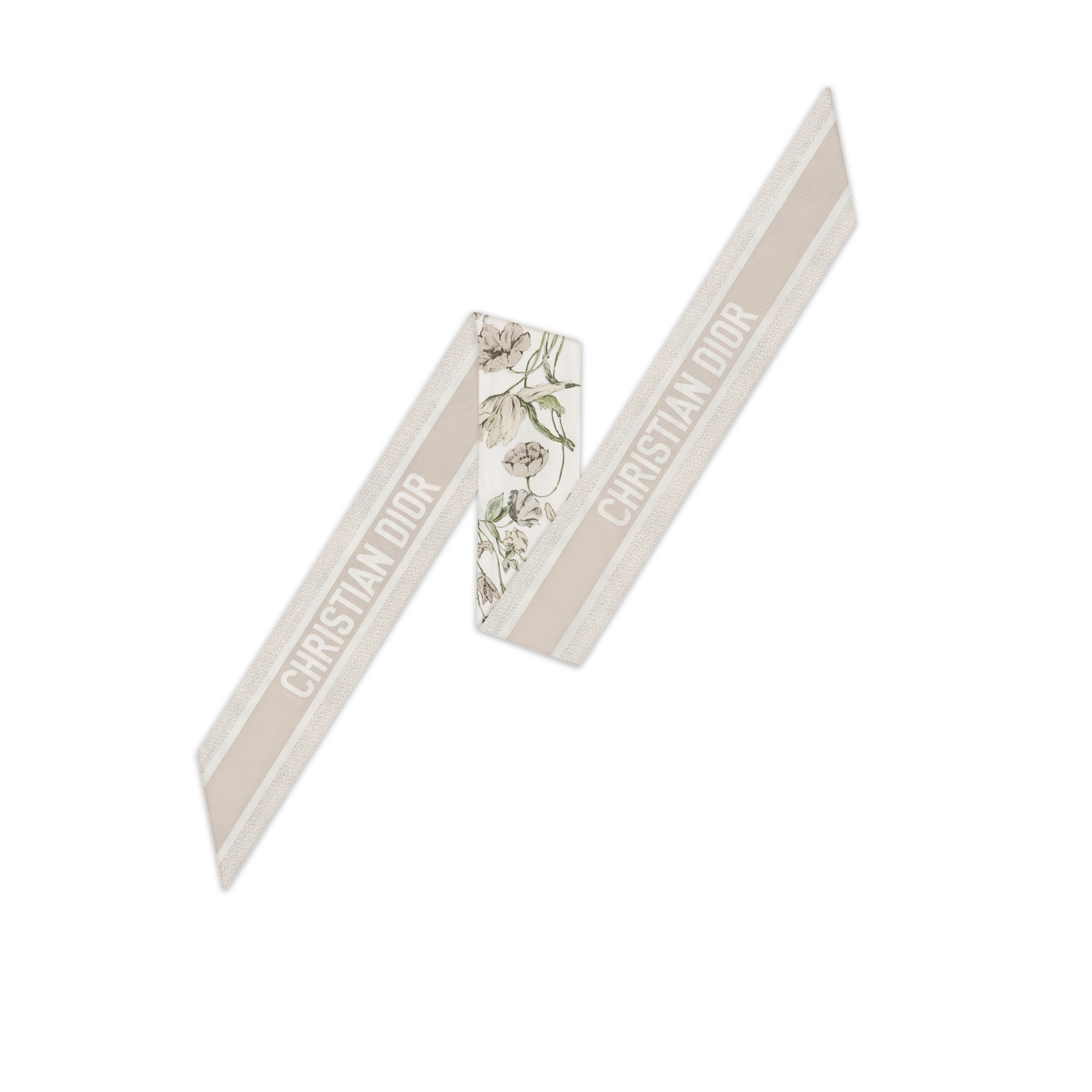 Millefiori Mitzah Scarf White and Light Beige Silk Twill E08