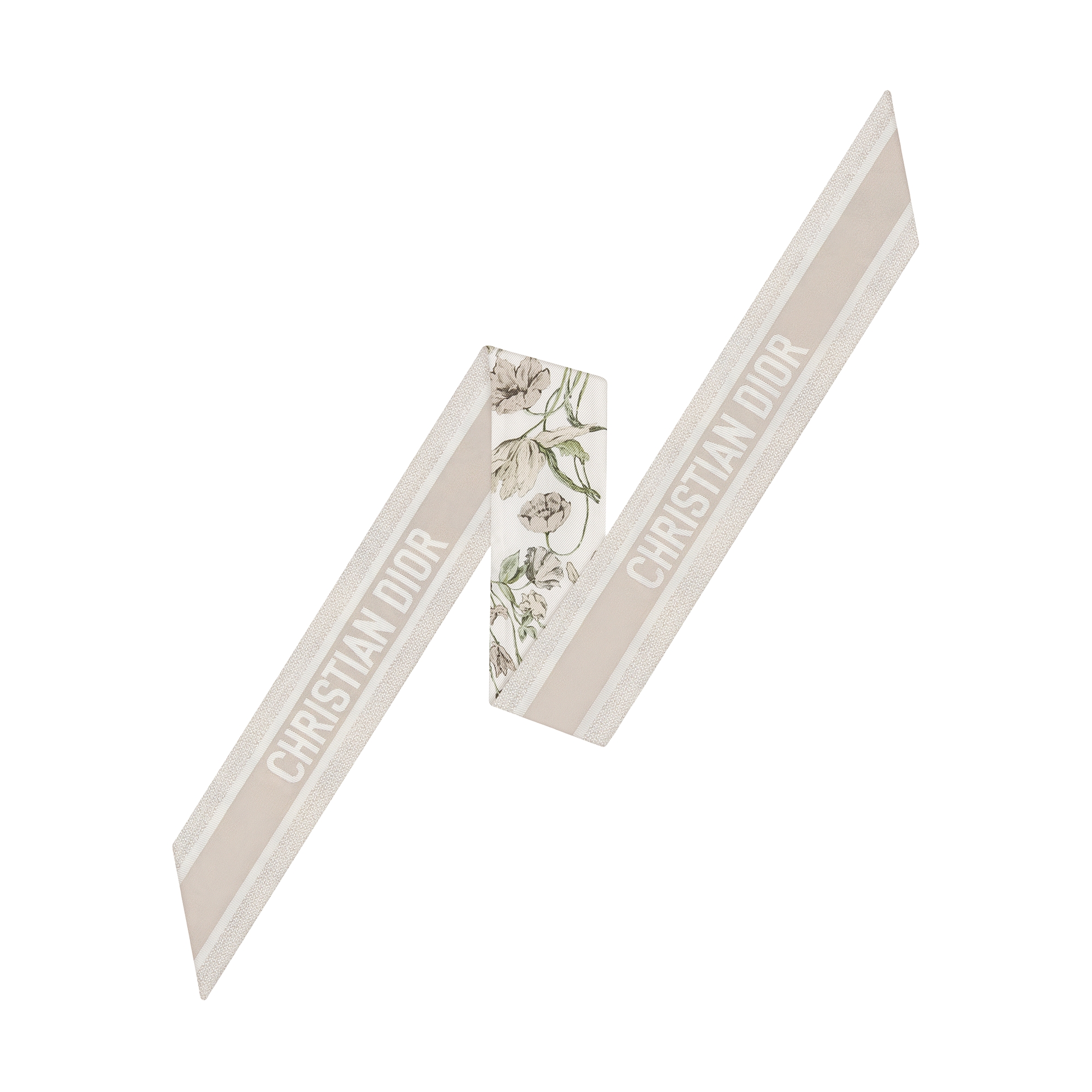 Millefiori Mitzah Scarf White and Light Beige Silk Twill E08