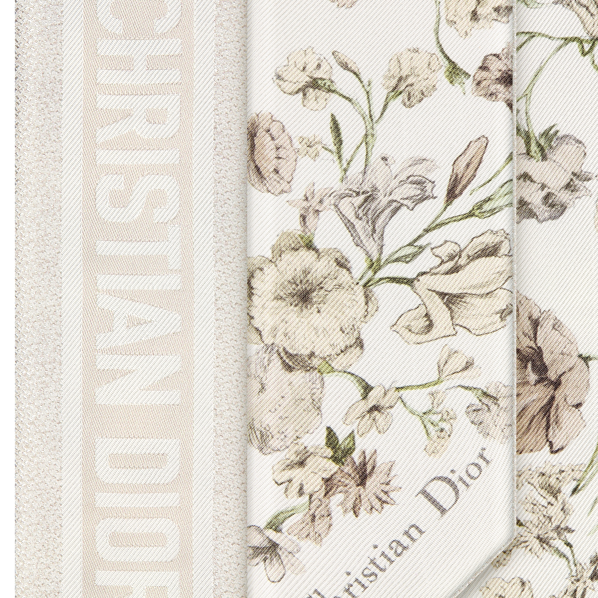 Millefiori Mitzah Scarf White and Light Beige Silk Twill E09