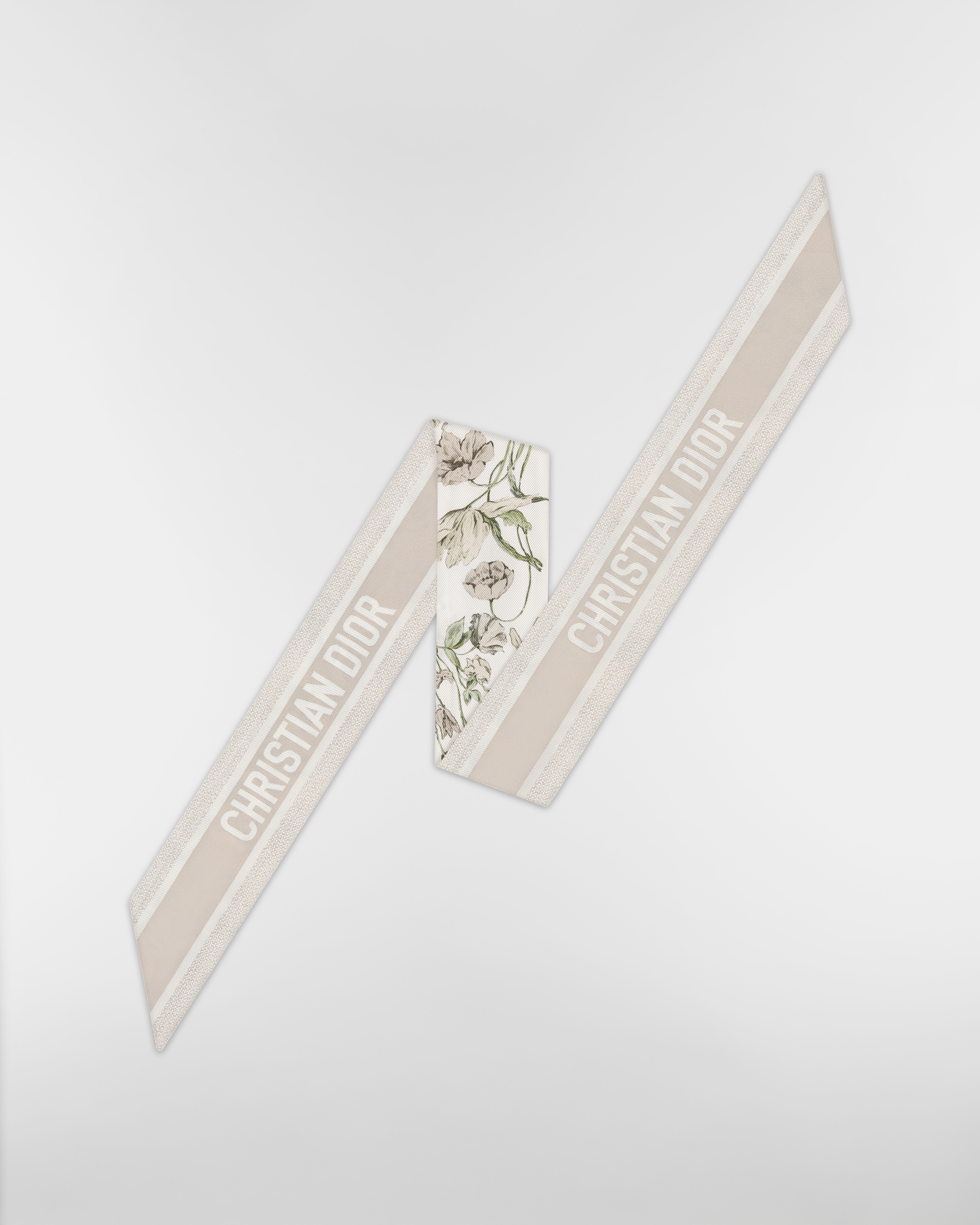 Millefiori Mitzah Scarf White and Light Beige Silk Twill E08