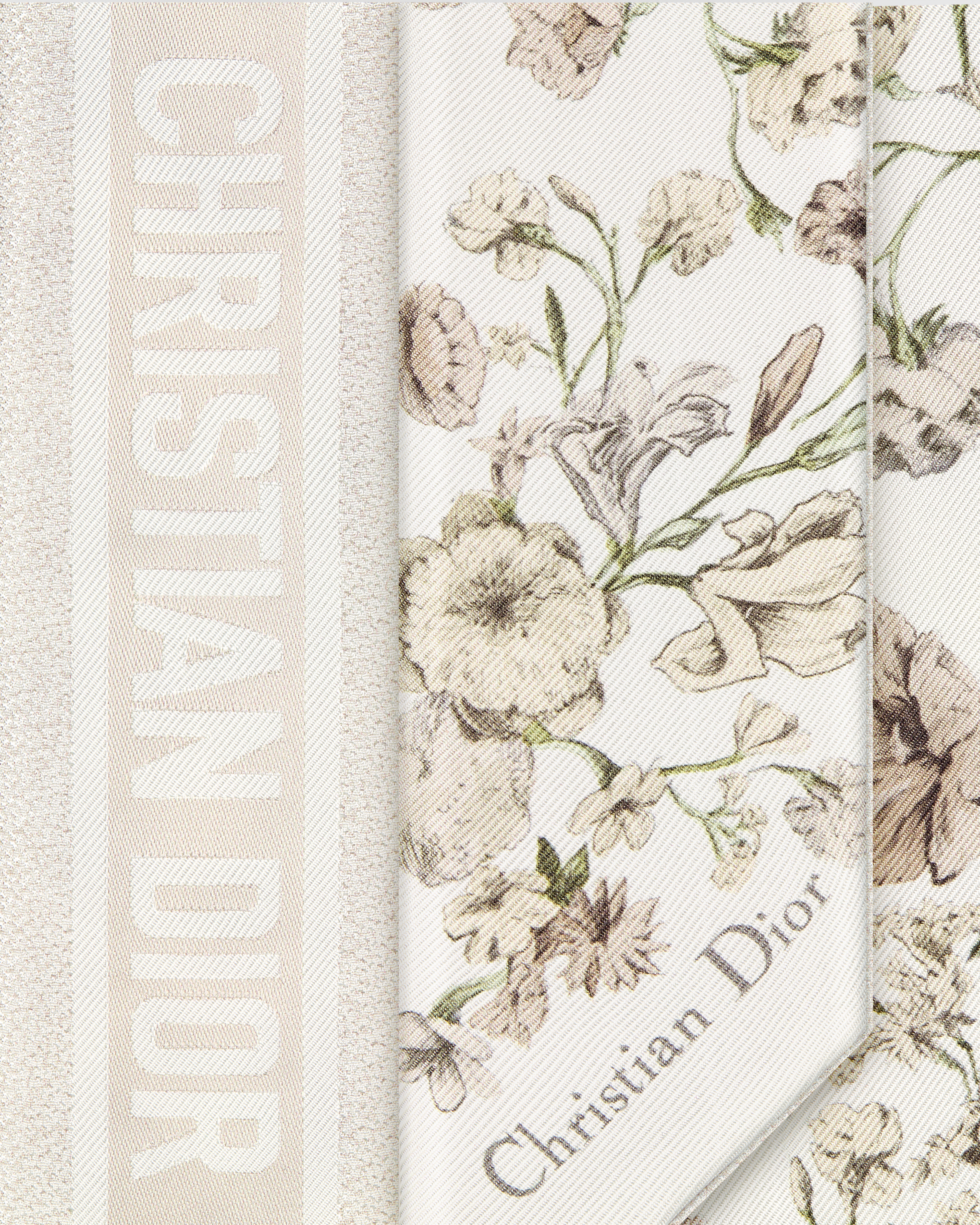 Millefiori Mitzah Scarf White and Light Beige Silk Twill E09