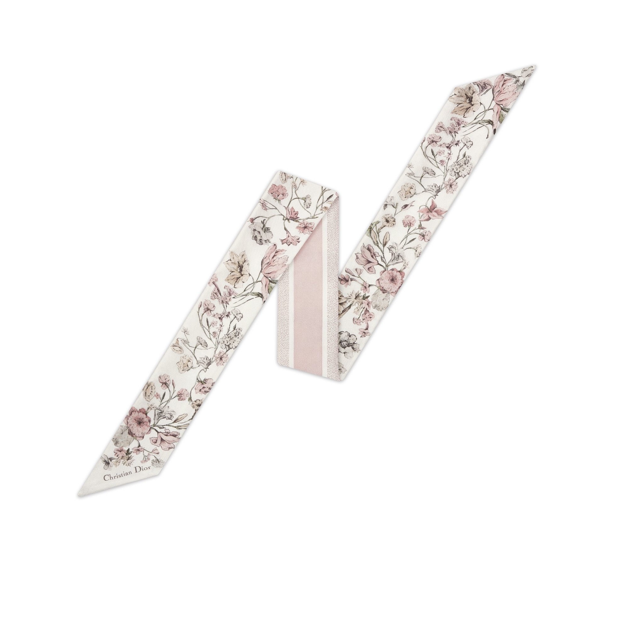 Millefiori Mitzah-Schal Seidentwill in Weiß und Rosa E01