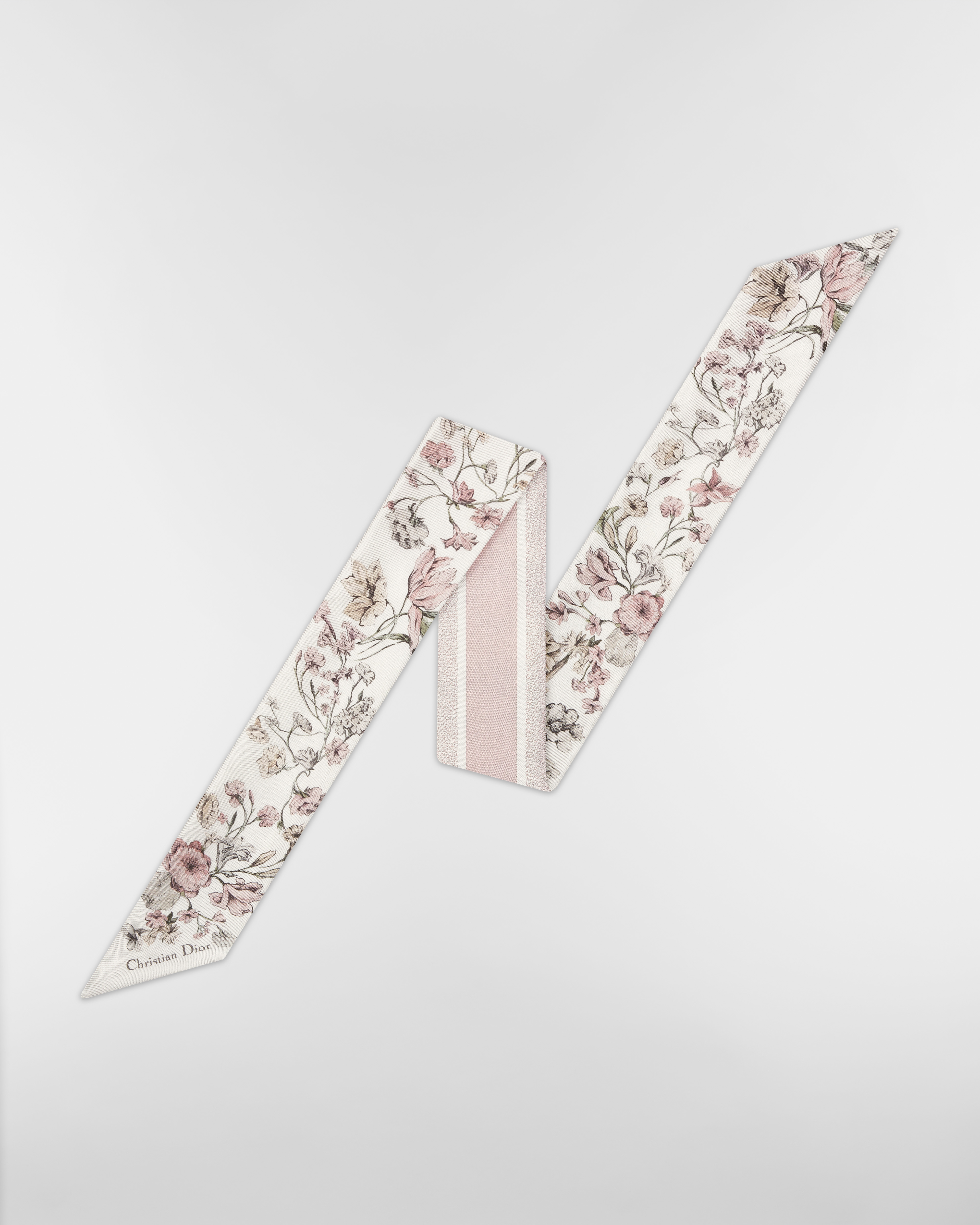 Millefiori Mitzah Scarf White and Pink Silk Twill E01