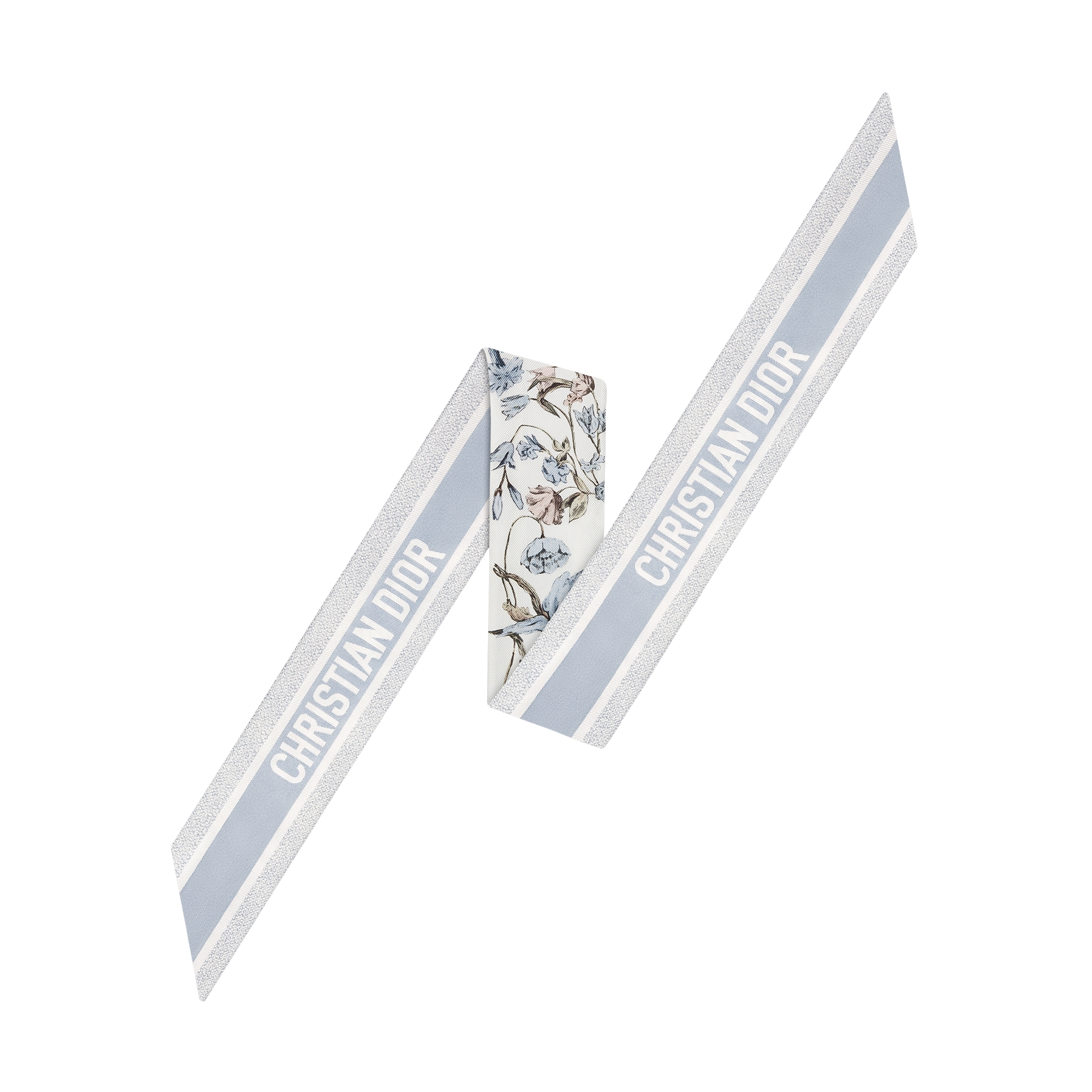 Millefiori Mitzah Scarf White and Blue Silk Twill E08