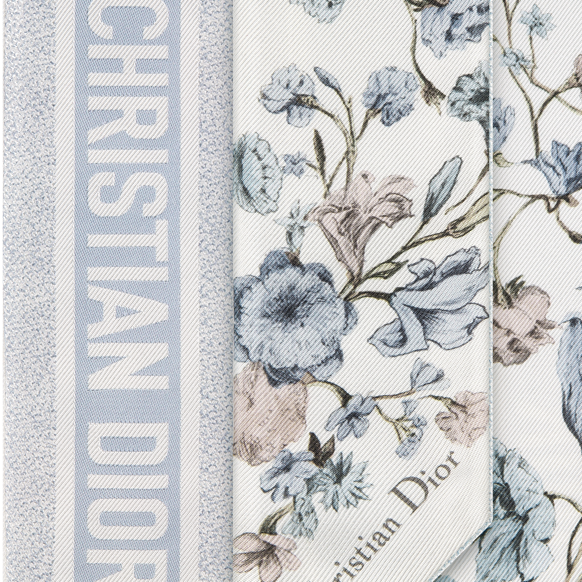 Millefiori Mitzah Scarf White and Blue Silk Twill E09