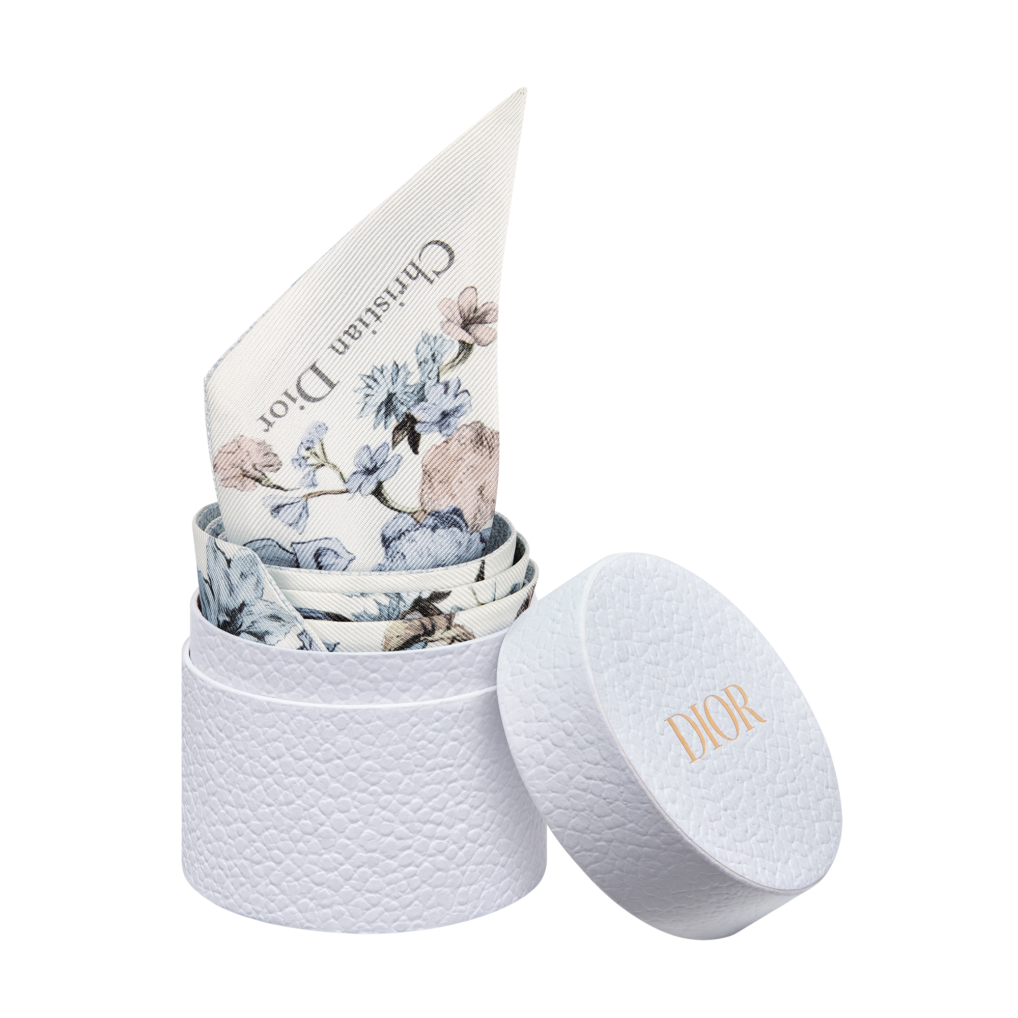 Millefiori Mitzah Scarf White and Blue Silk Twill E10