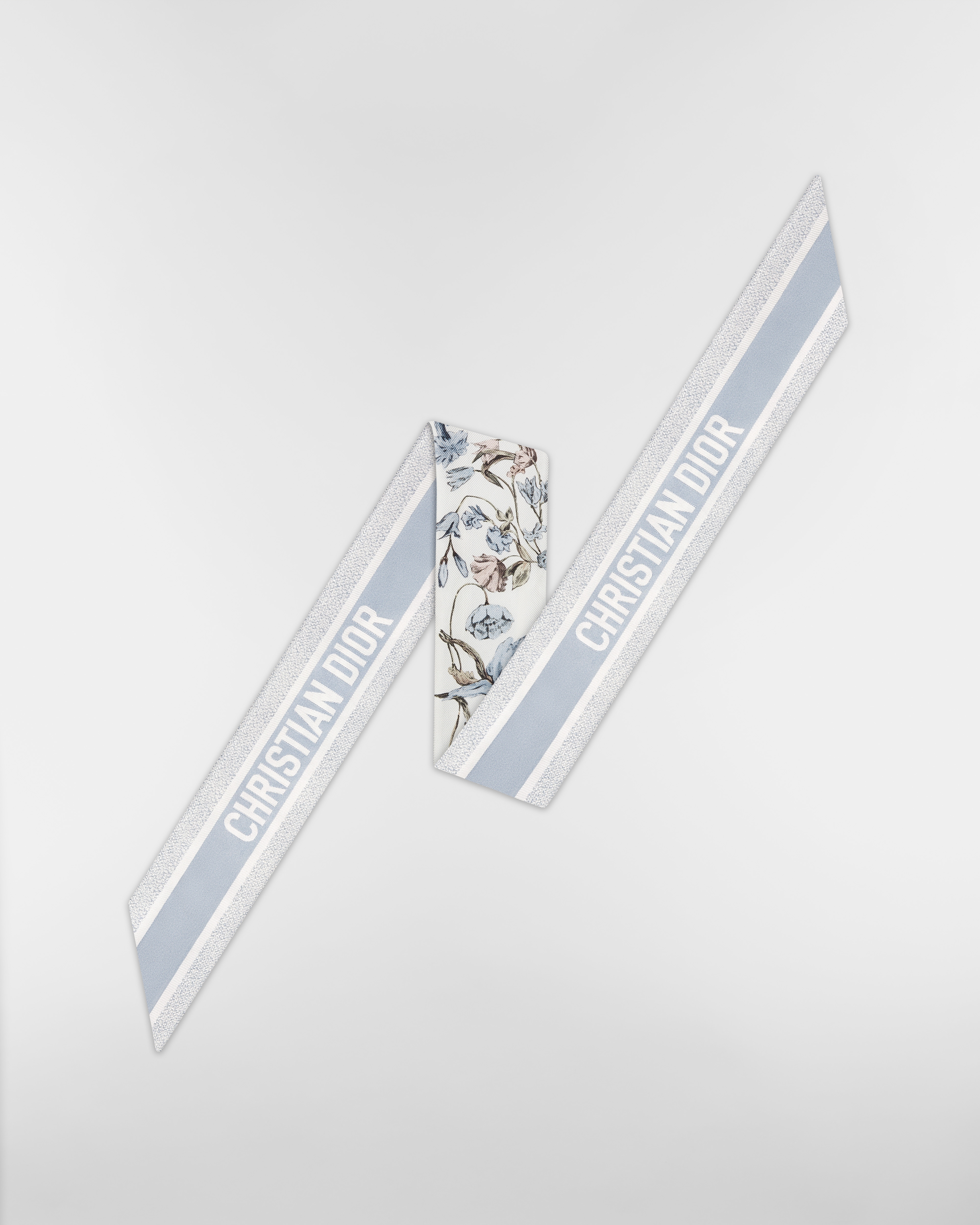 Mitzah-sjaal met Millefiori-motief Witte en blauwe zijden keperstof E08