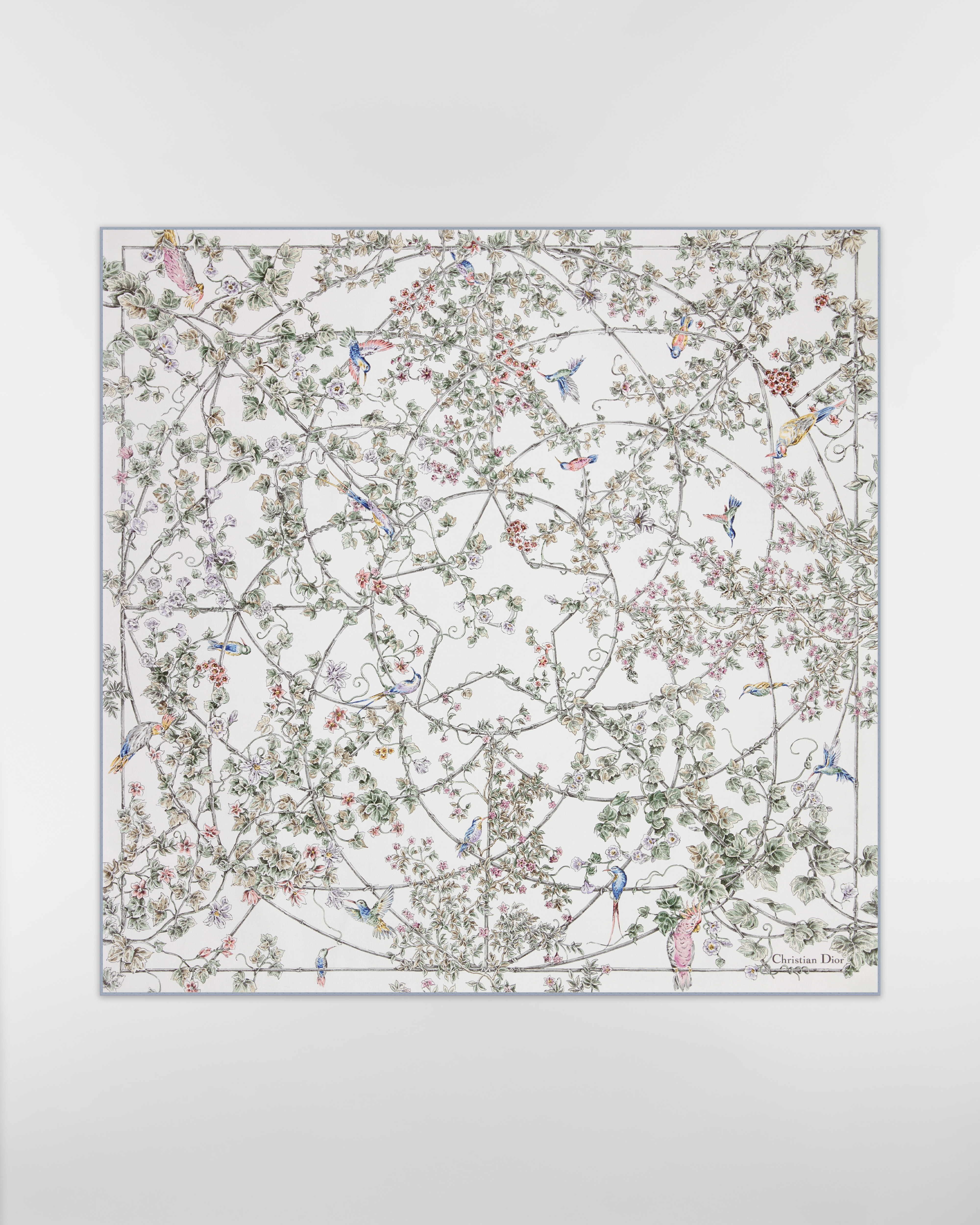 Vierkante sjaal met Jardin D-Étoile-motief (90 x 90 cm) Veelkleurige zijden keperstof E01