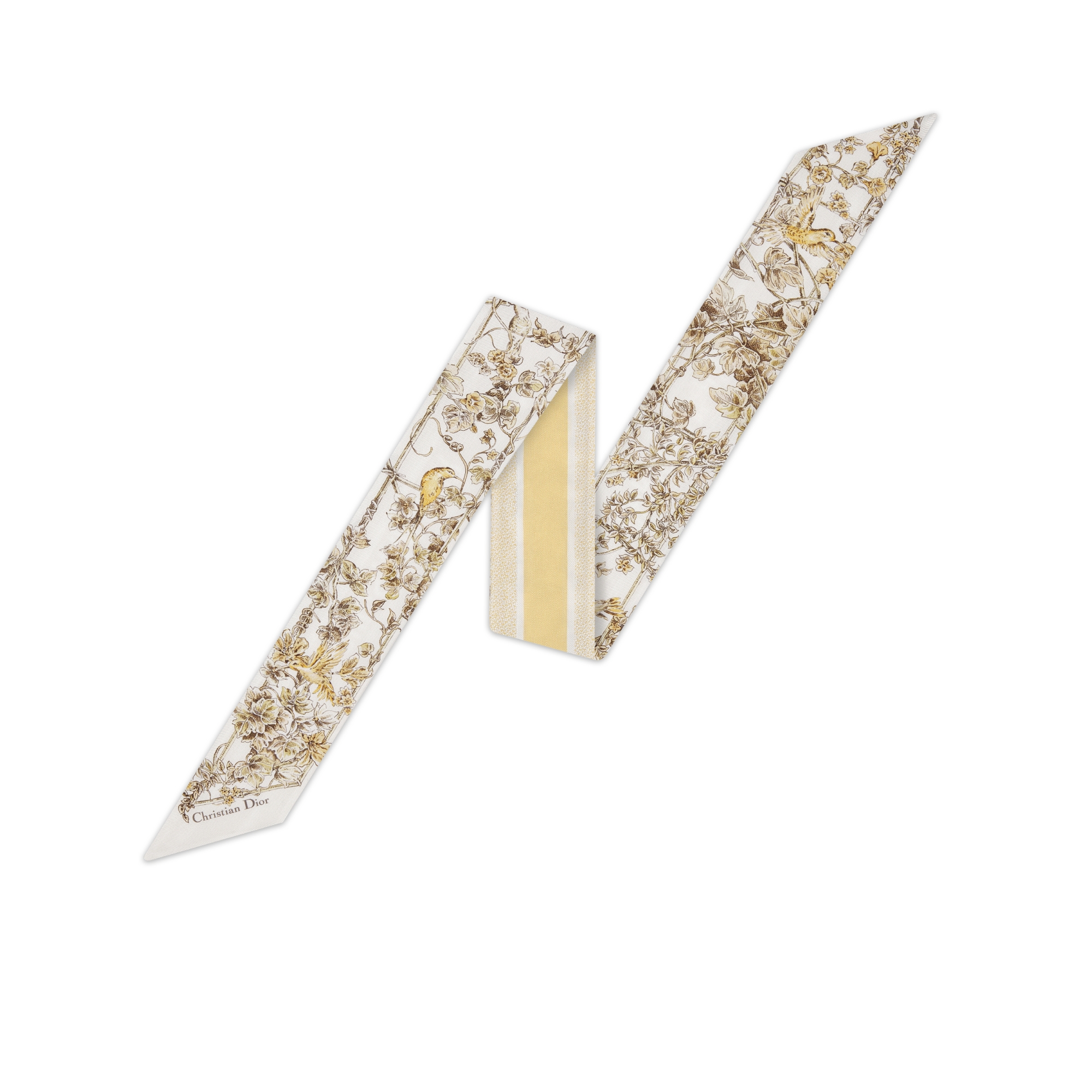 Jardin D-Étoile Mitzah-Schal Seidentwill in Weiß und Goldfarbe E01