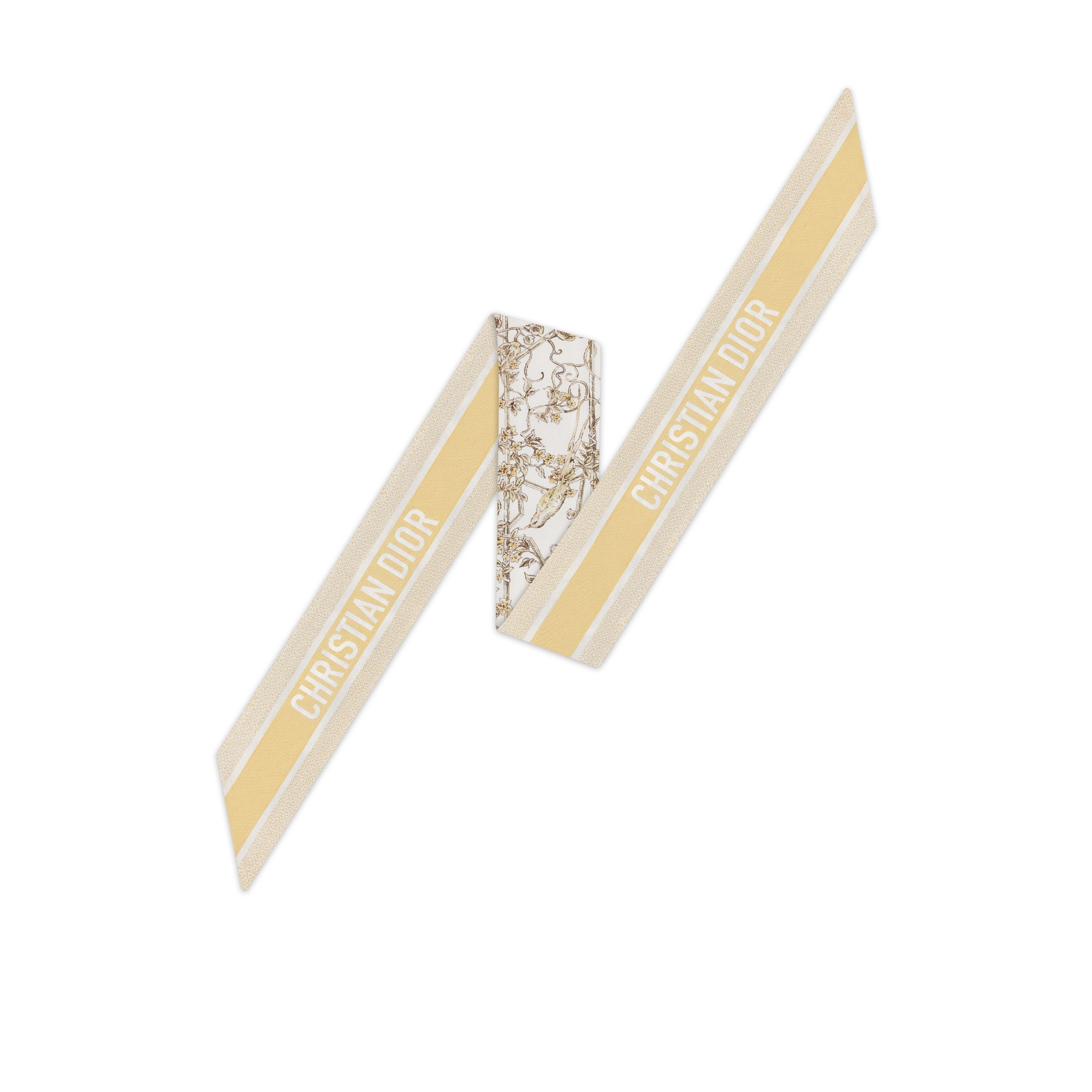 Mitzah Jardin D-Étoile Twill de seda branco e dourado E08