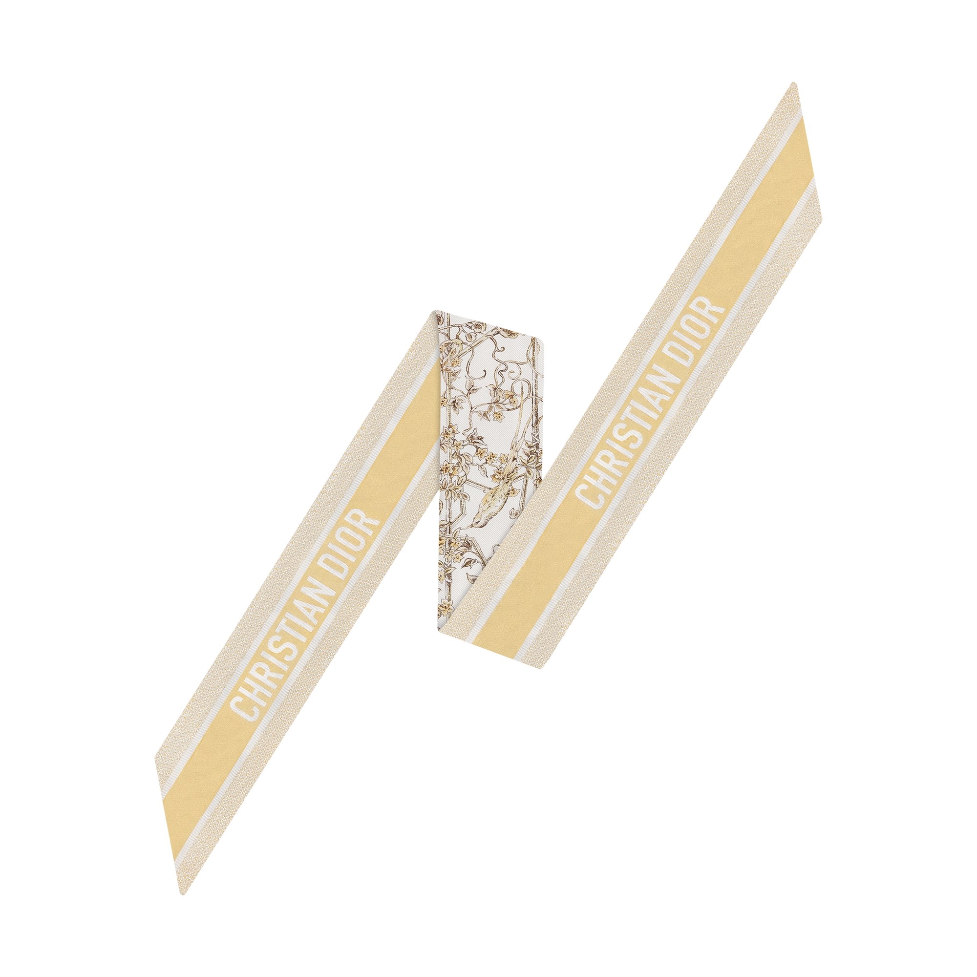 Jardin D-Étoile Mitzah Scarf White and Gold-Tone Silk Twill E08