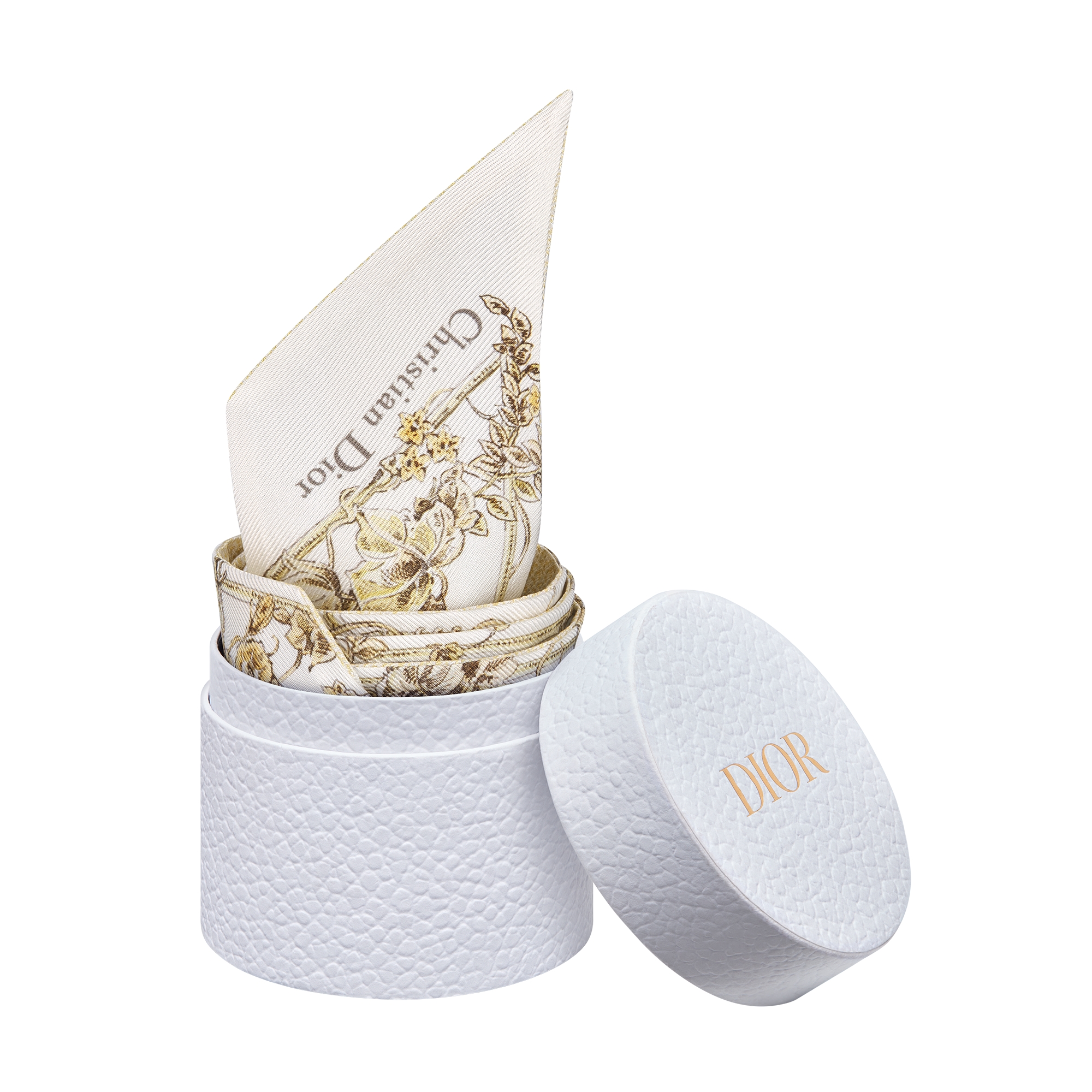 Jardin D-Étoile Mitzah Scarf White and Gold-Tone Silk Twill E10