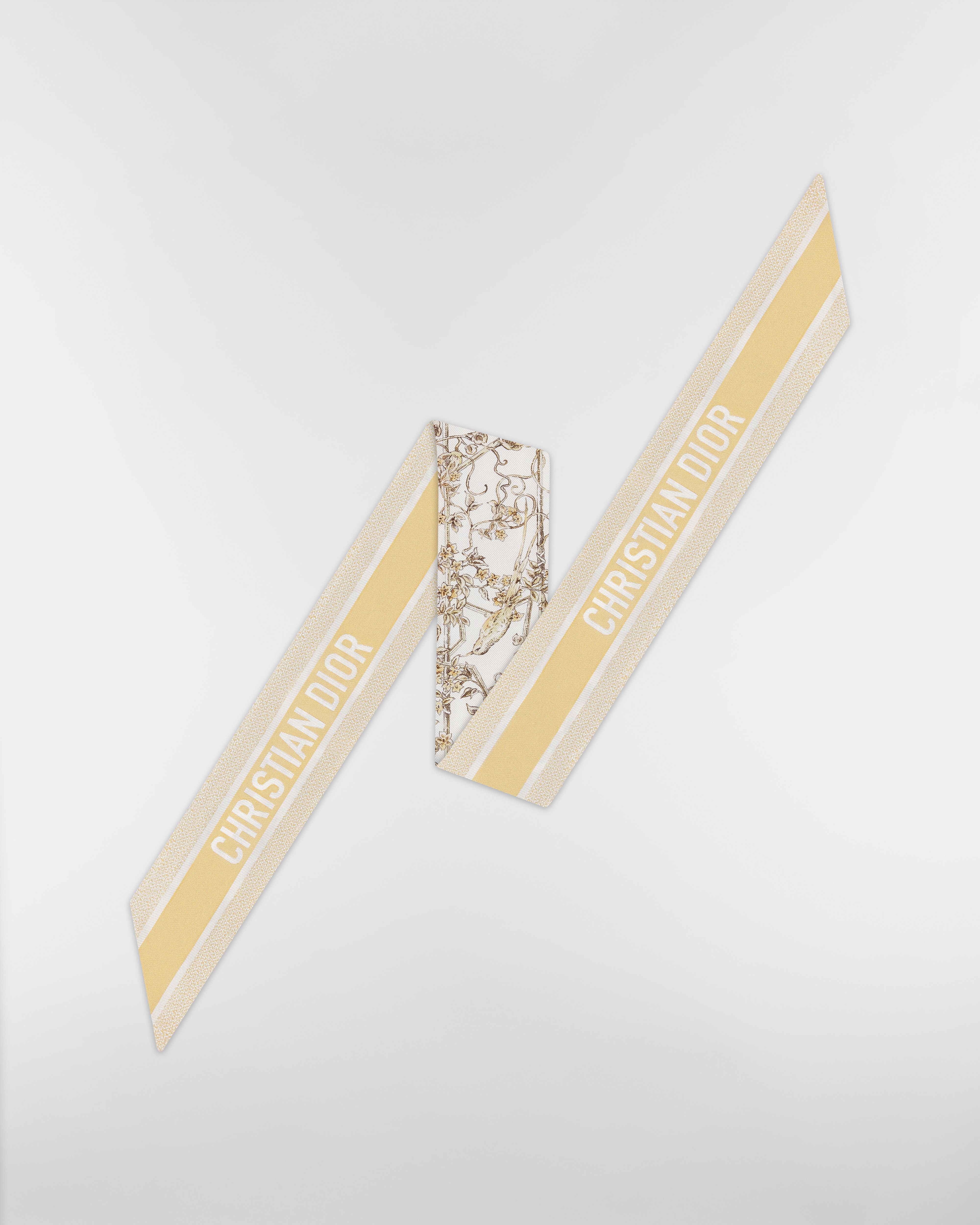 Mitzah-sjaal met Jardin D-Étoile-motief Witte en goudkleurige zijden keperstof E08