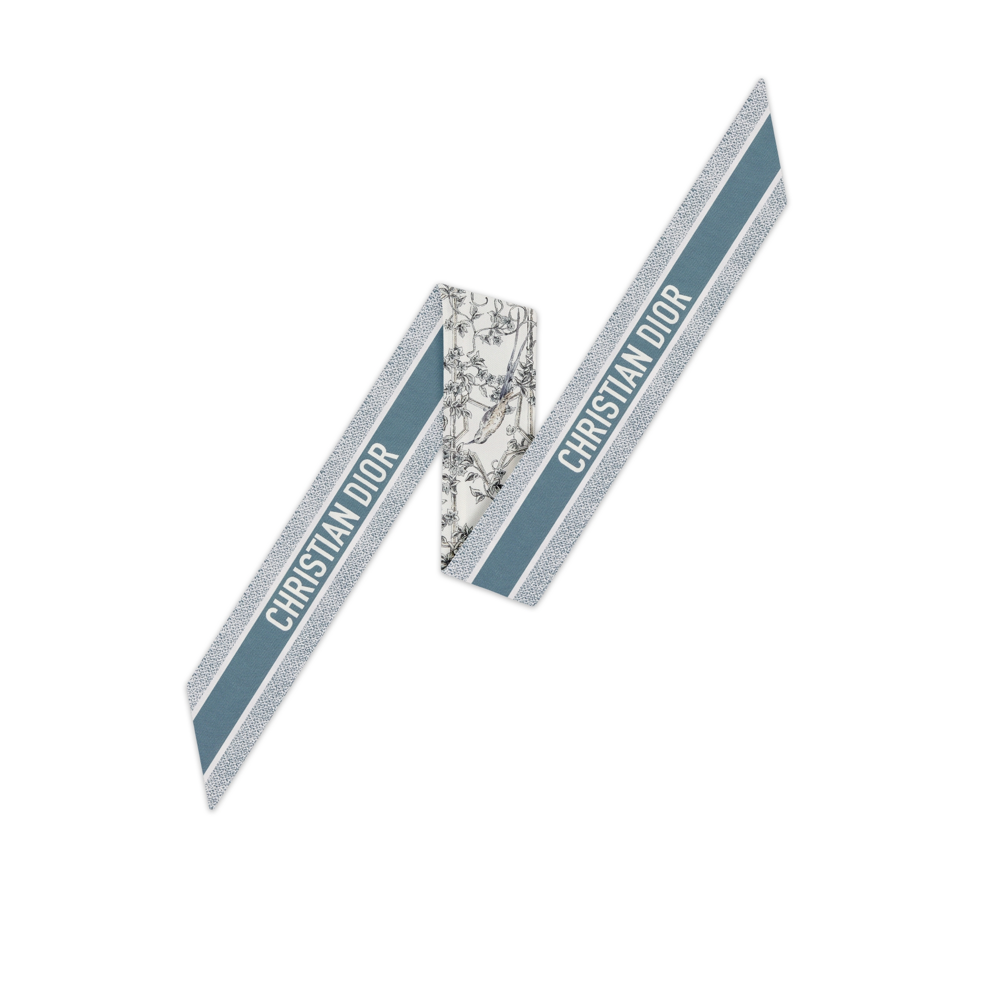 Mitzah Jardin D-Étoile Twill de seda branco e azul E08