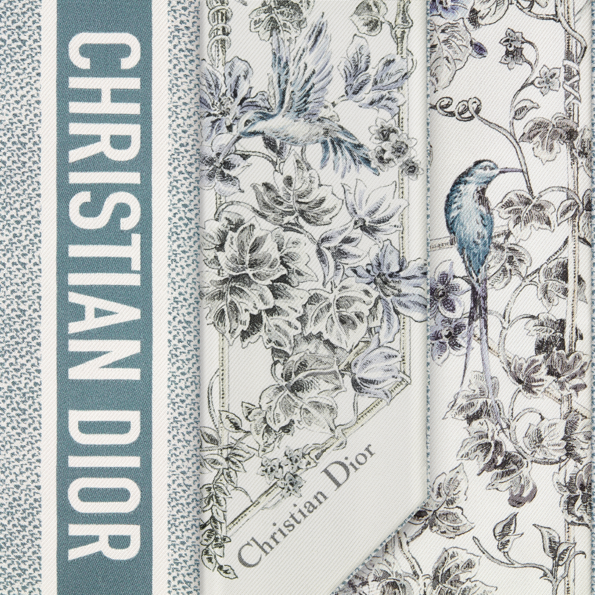 Jardin D-Étoile Mitzah Scarf White and Blue Silk Twill E09