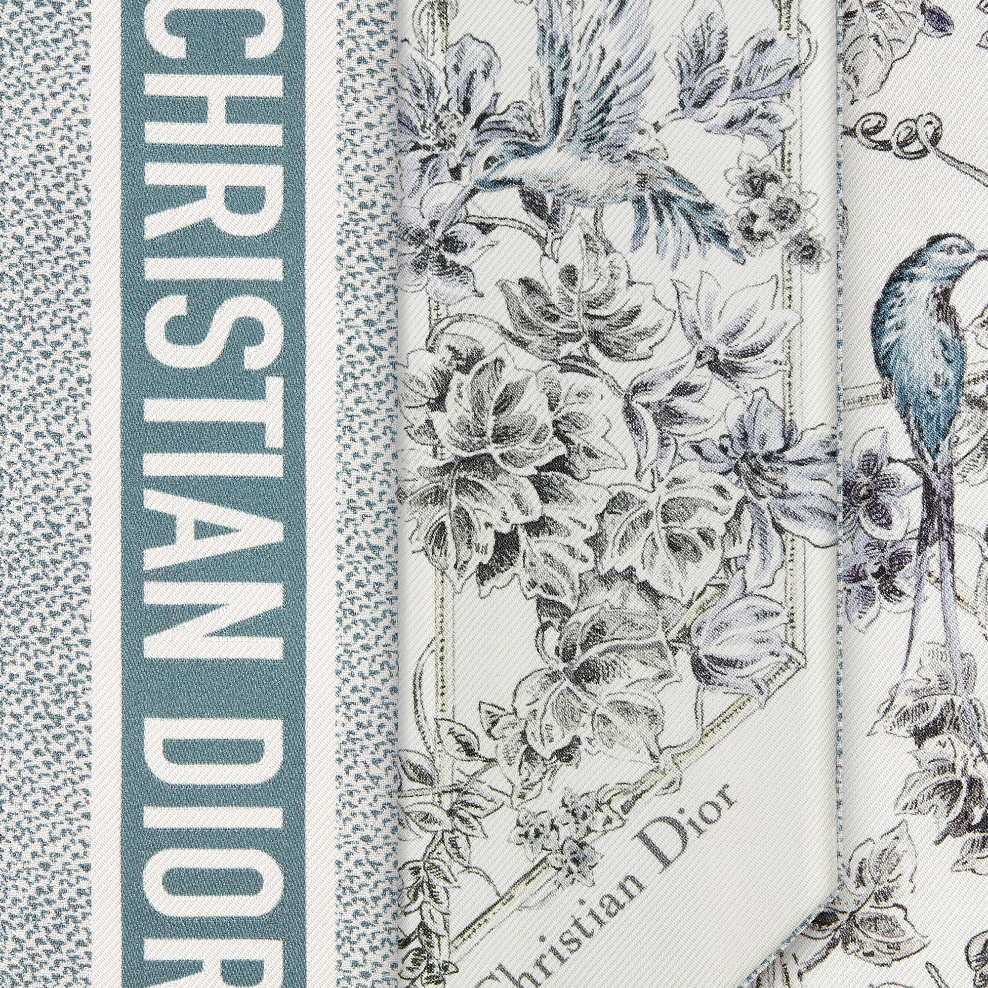 Jardin D-Étoile Mitzah Scarf White and Blue Silk Twill E09