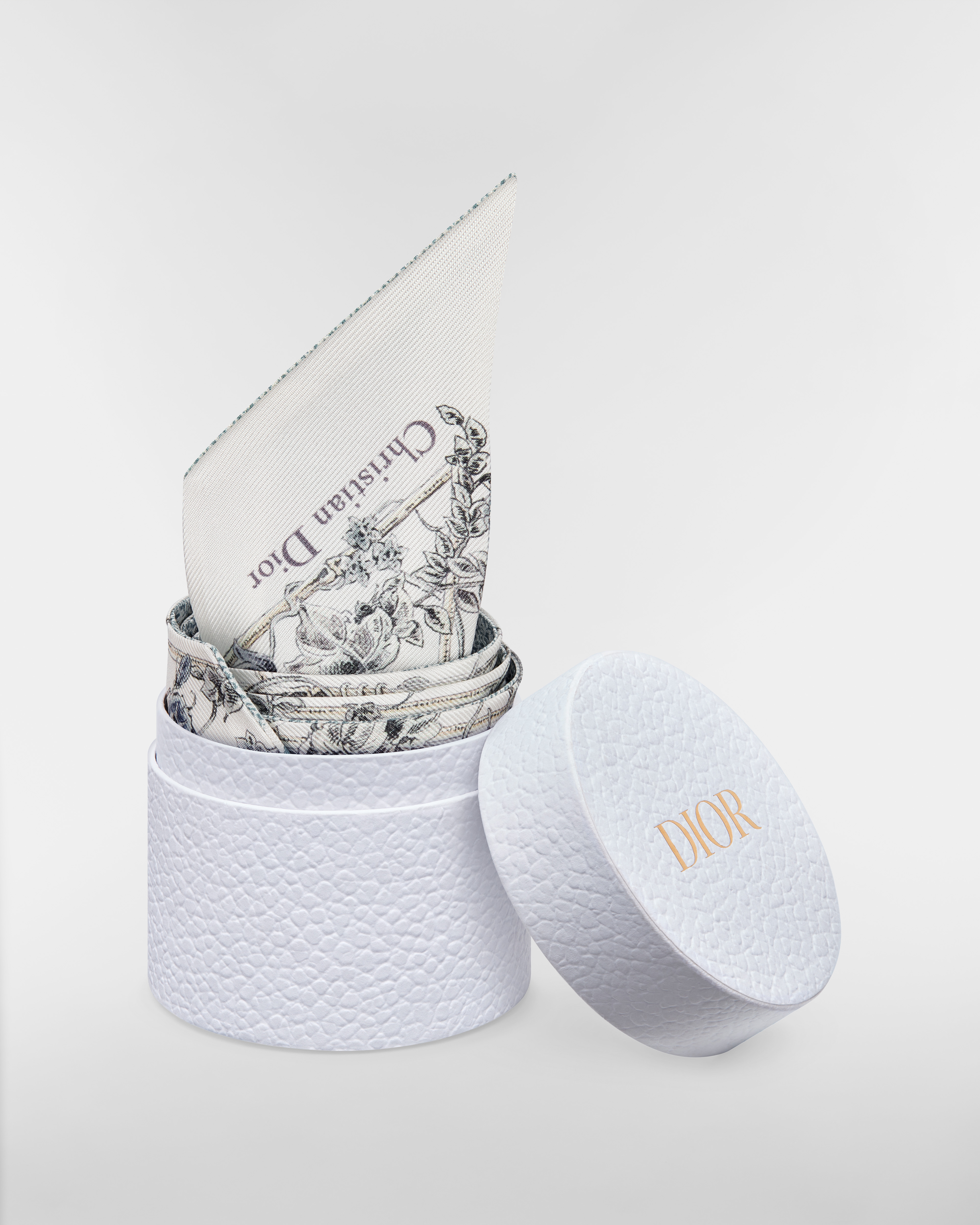 Mitzah-sjaal met Jardin D-Étoile-motief Witte en blauwe zijden keperstof E10