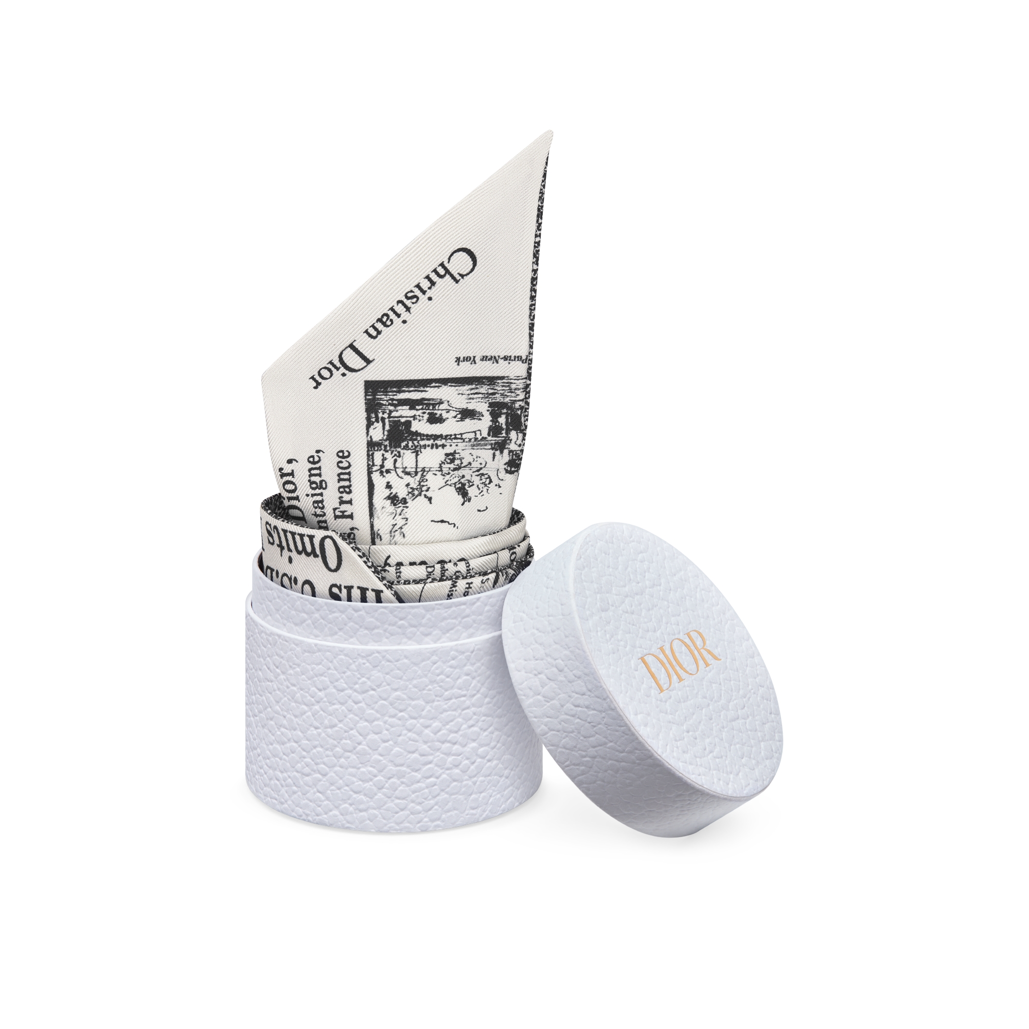 Mitzah Newspaper Twill de soie blanche et noire E10