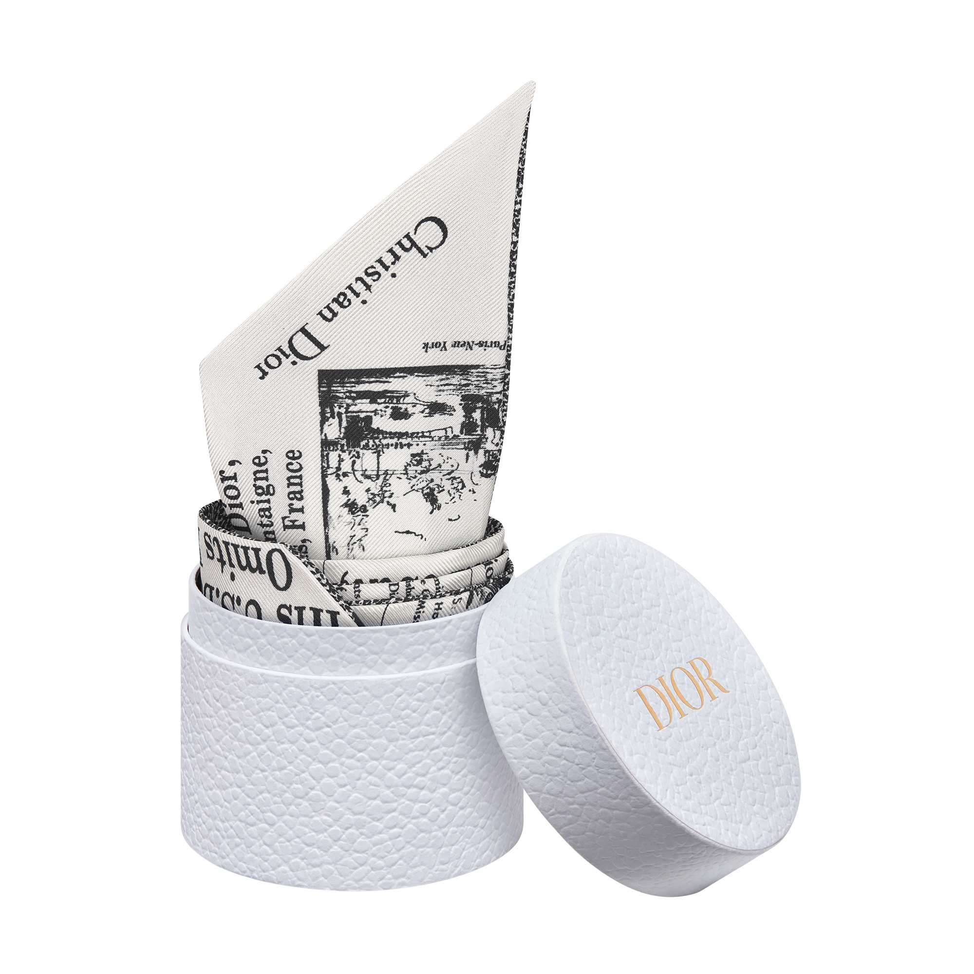 Newspaper Mitzah Scarf White and Black Silk Twill E10