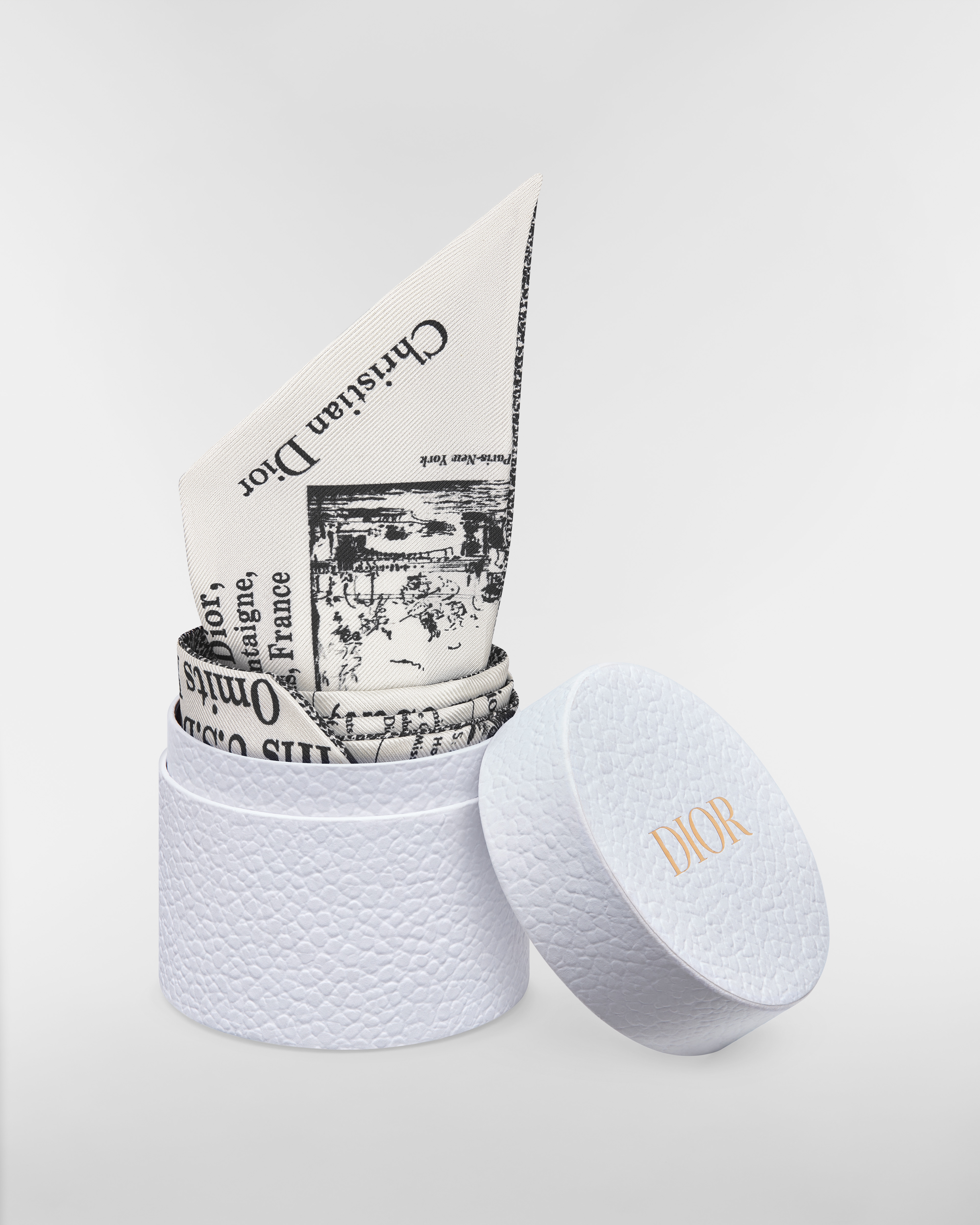 Mitzah-sjaal met Newspaper-print Witte en zwarte zijden keperstof E10