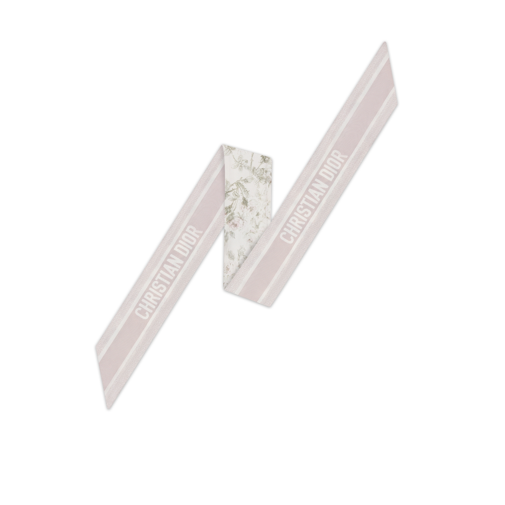 Rosier de Dior Mitzah Scarf White and Purple Silk Twill E08