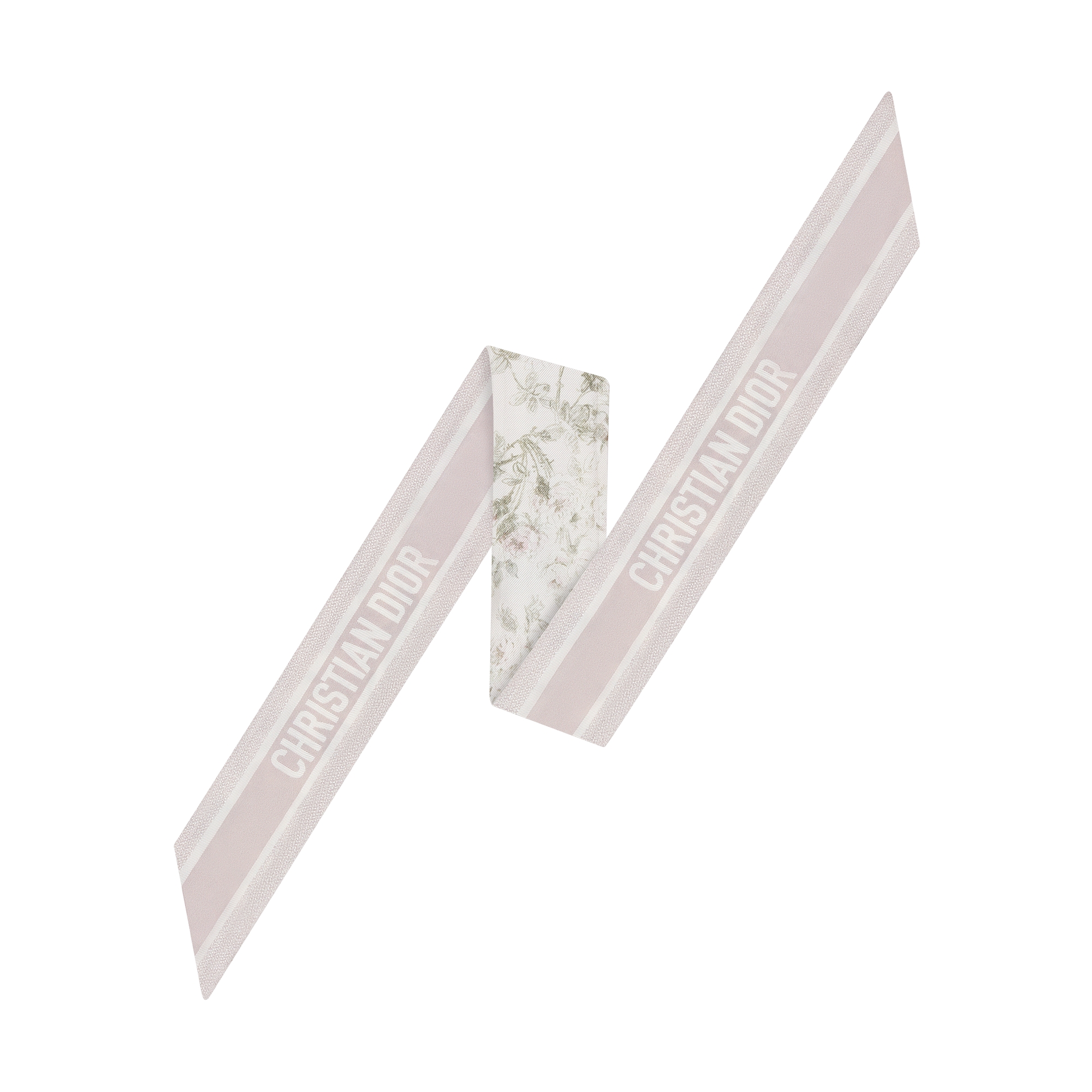 Rosier de Dior Mitzah Scarf White and Purple Silk Twill E08