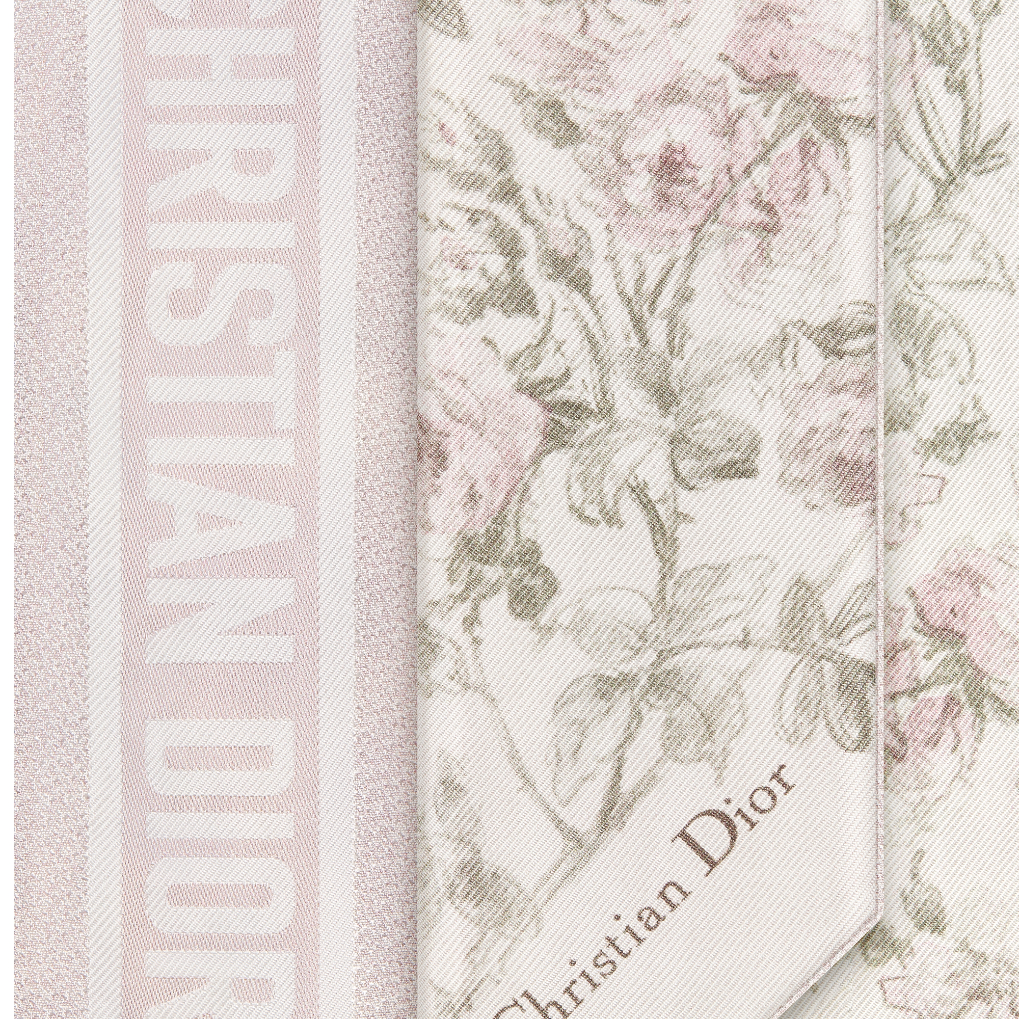 Rosier de Dior Mitzah Scarf White and Purple Silk Twill E09