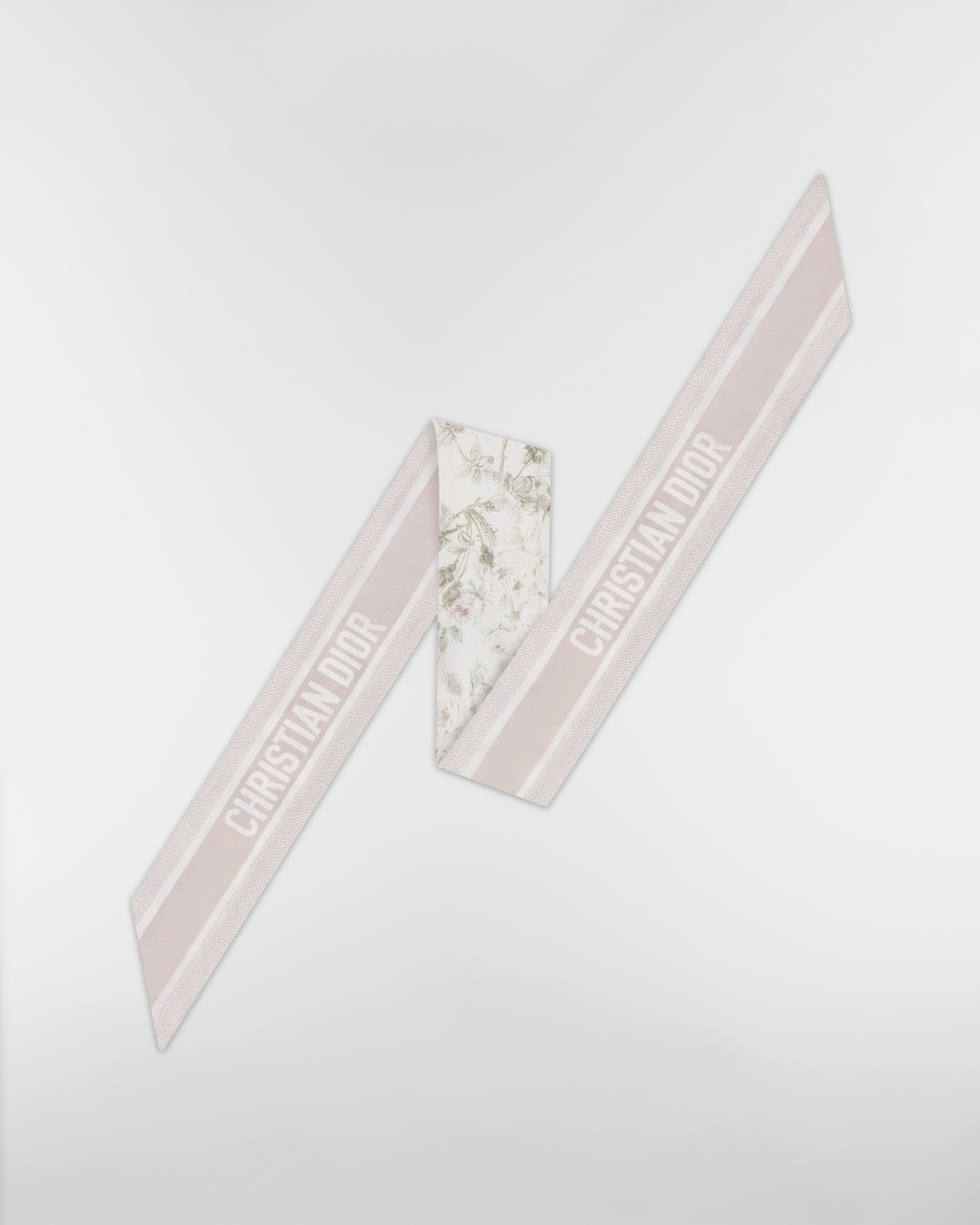 Rosier de Dior Mitzah Scarf White and Purple Silk Twill E08