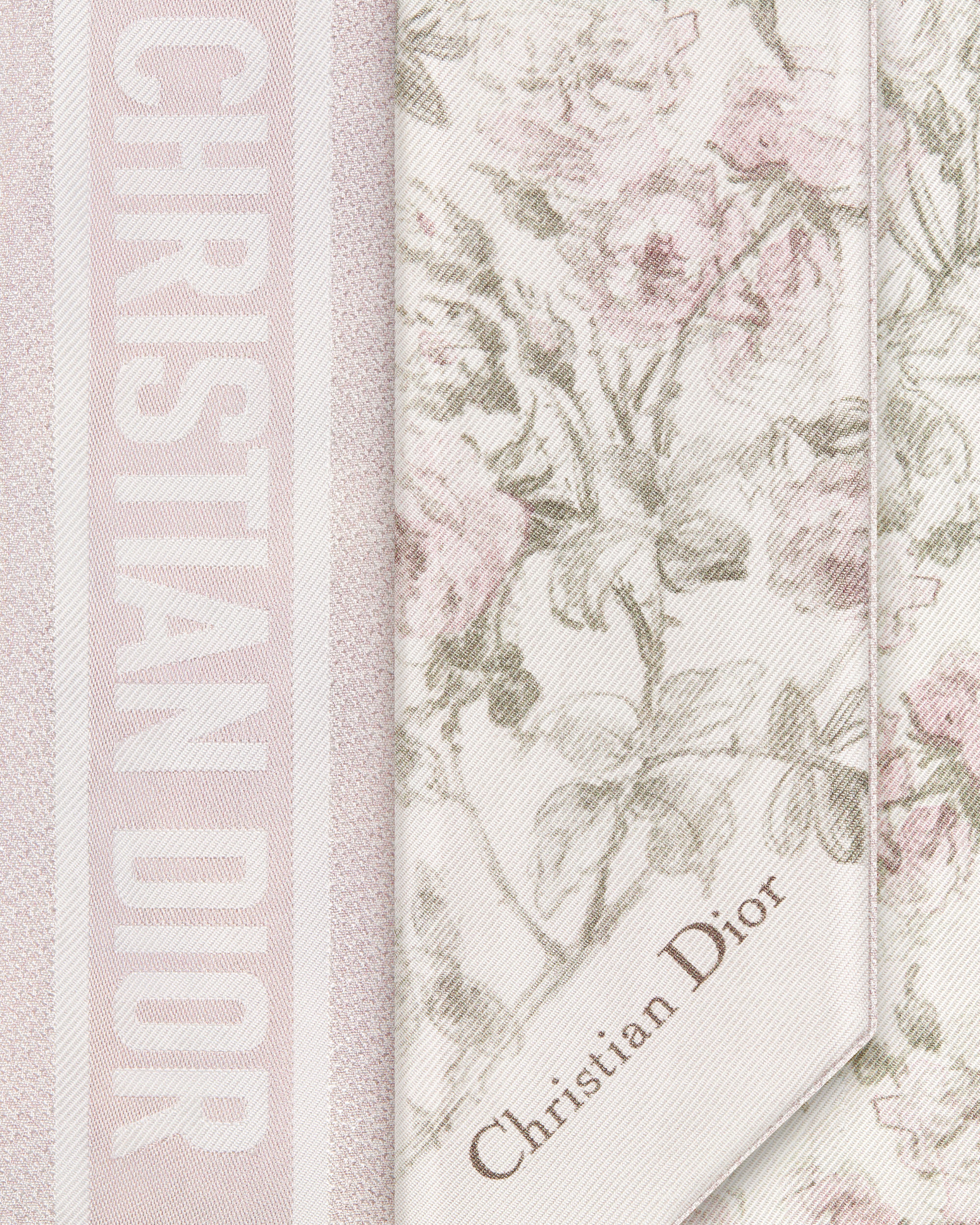 Rosier de Dior Mitzah Scarf White and Purple Silk Twill E09