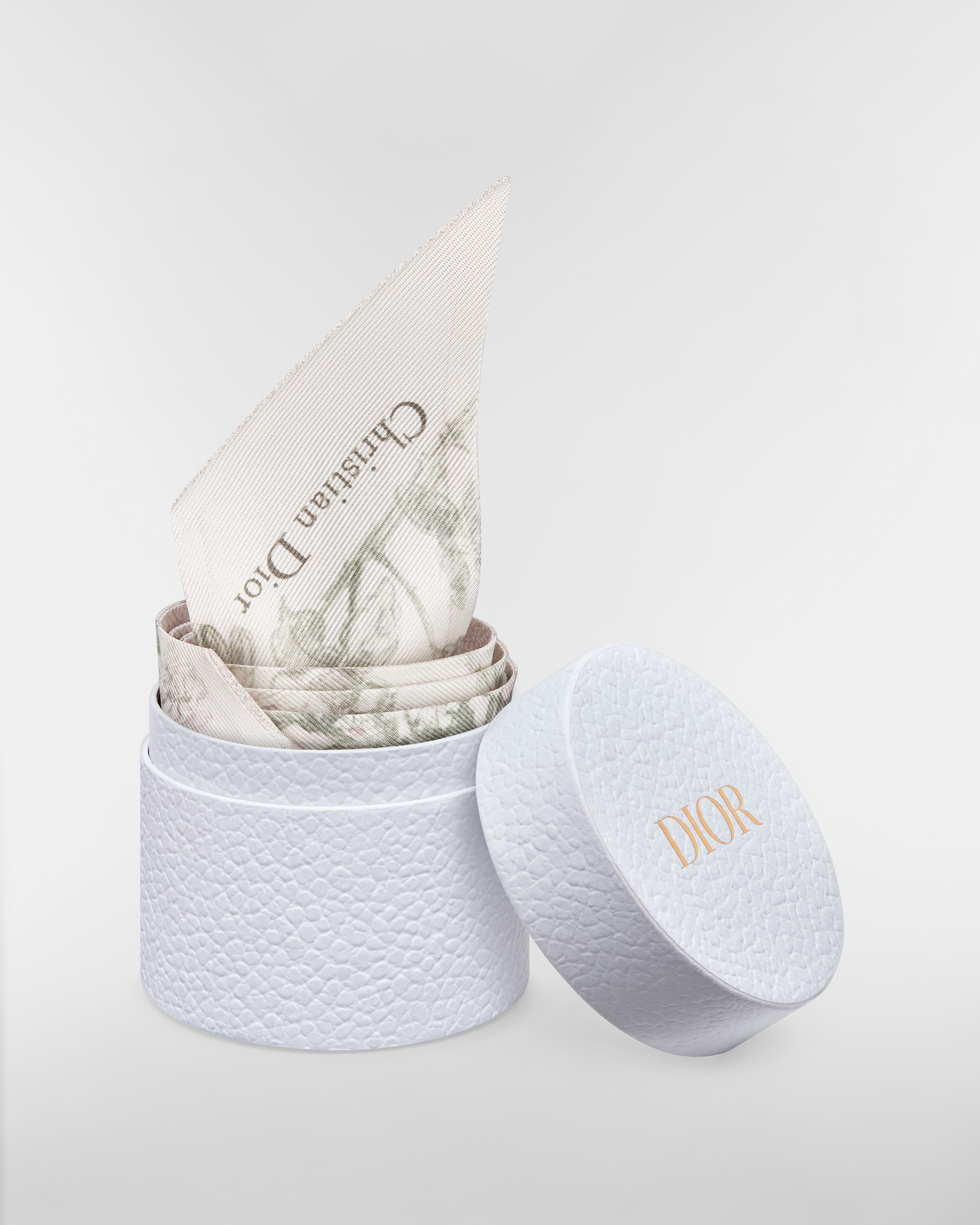 Rosier de Dior Mitzah Scarf White and Purple Silk Twill E10