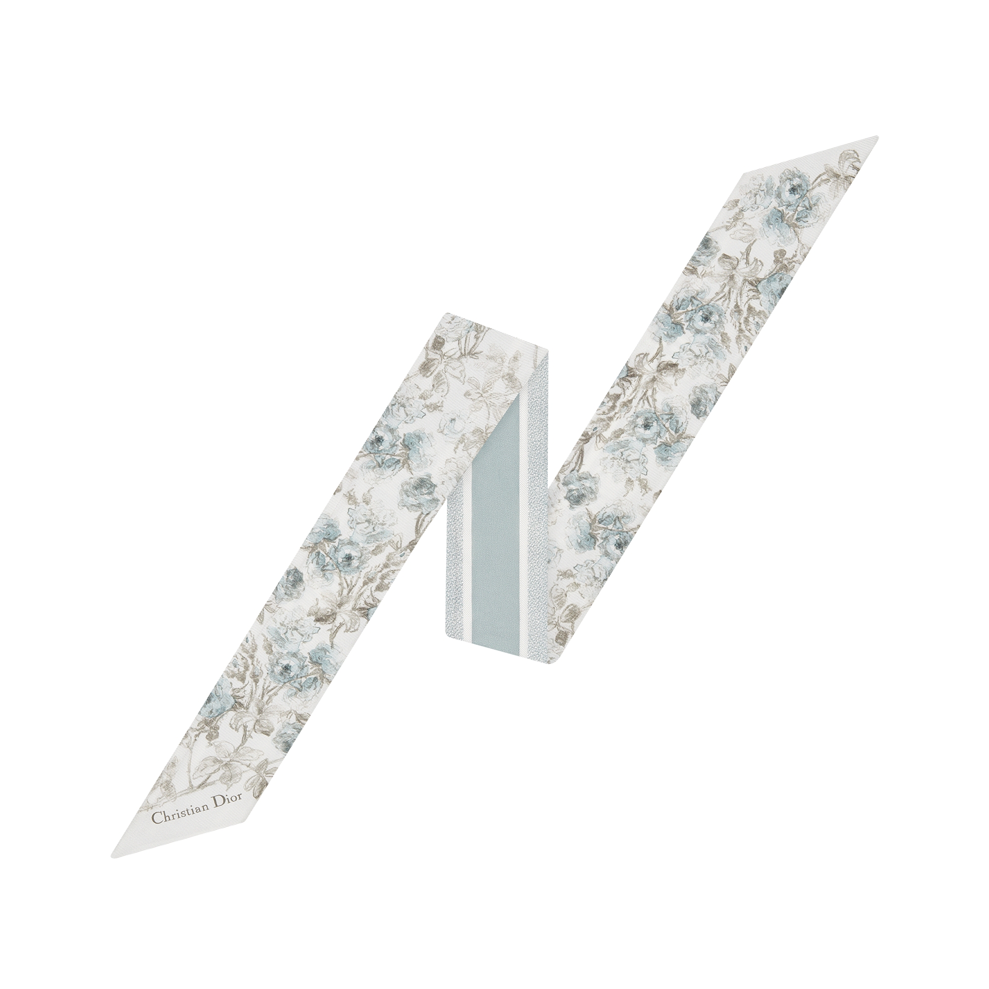  화이트 & 아주르 블루 실크 트윌